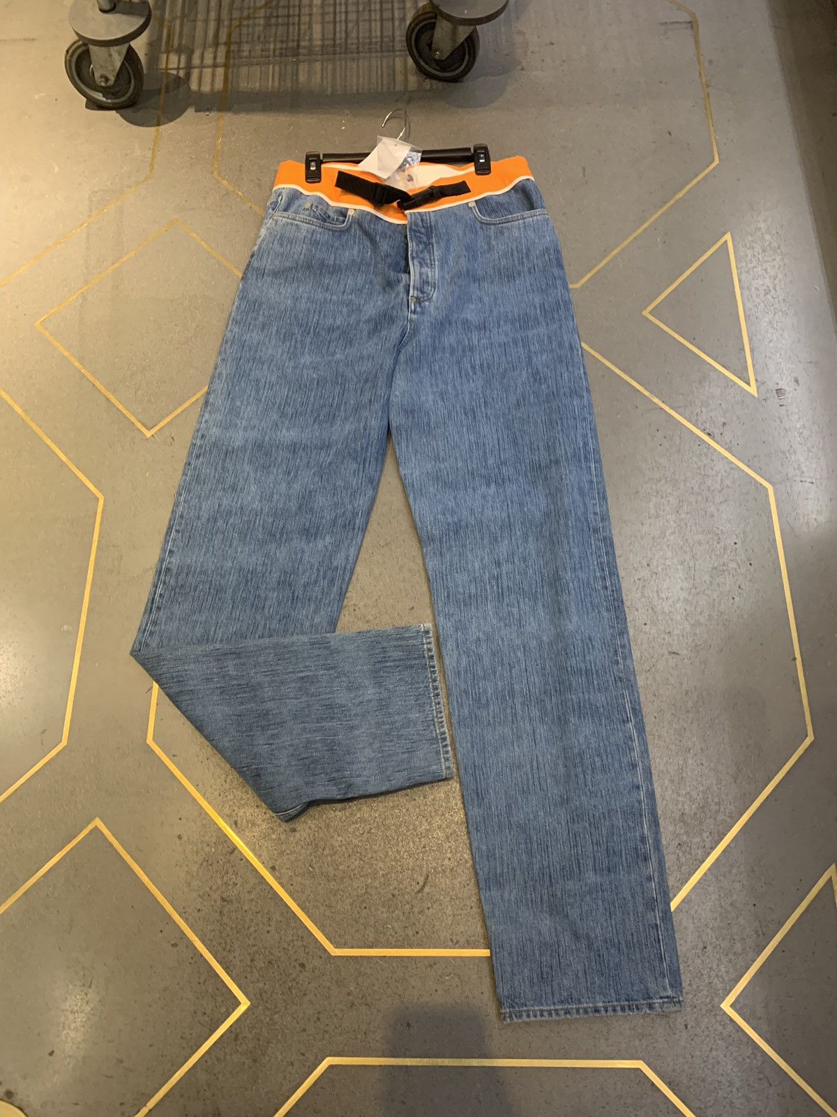 Maison Margiela Orange Trim Buckle Blue Denim Size US 33 - 1 Thumbnail