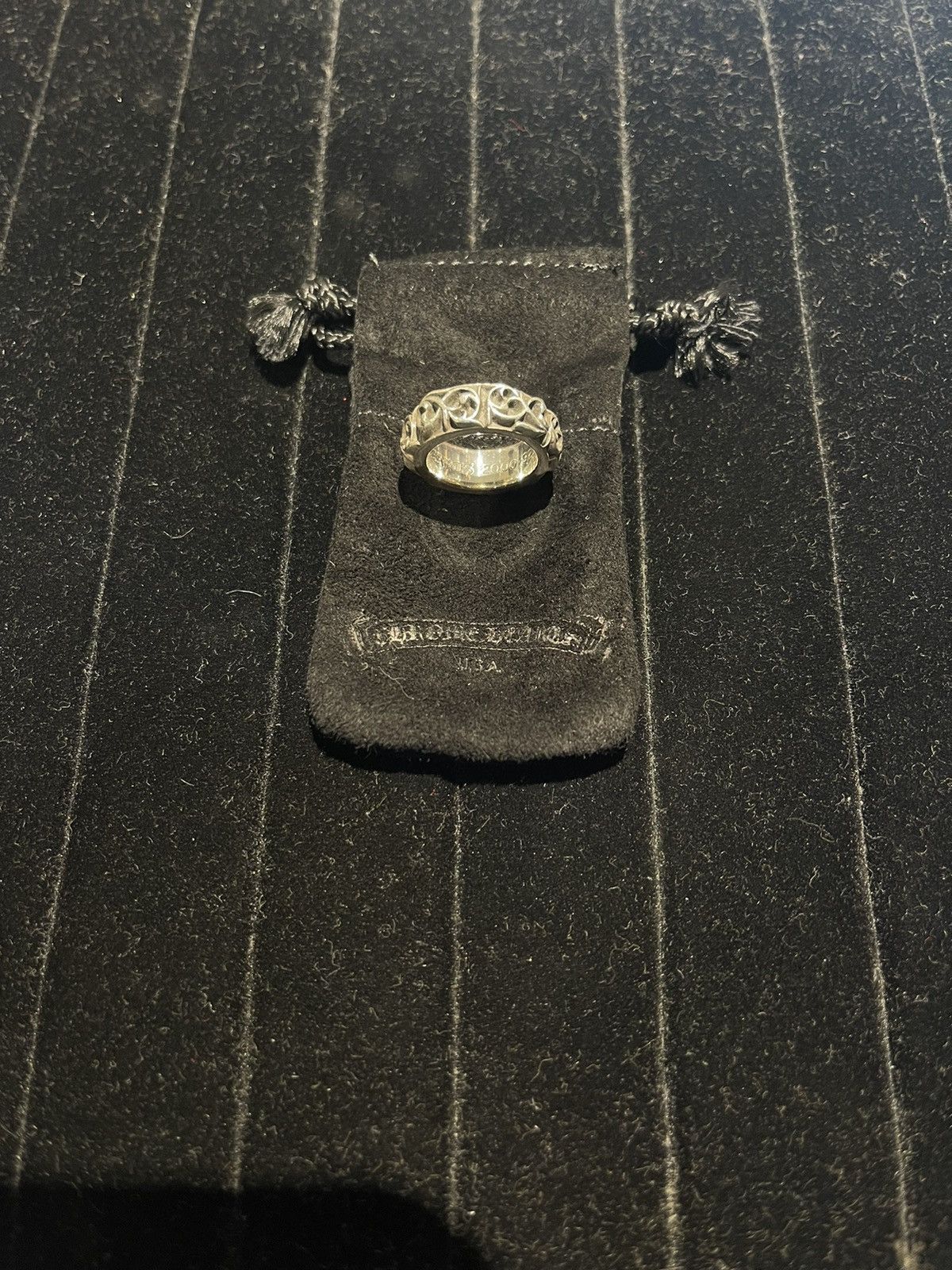 image of Chrome Hearts Eternity Vine Ring in Silver, Men's
