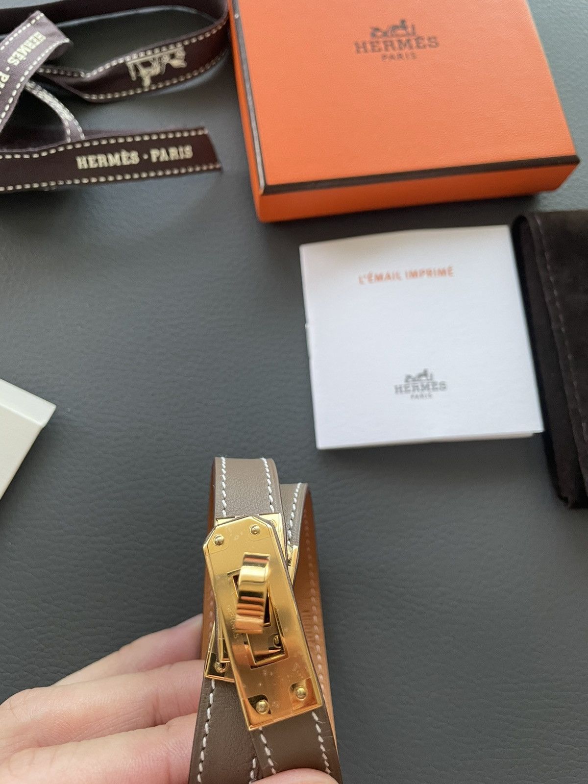 Hermes Iconic Brand New Classic Hermes Kelly Leather Bracelet Size ONE SIZE - 7 Thumbnail