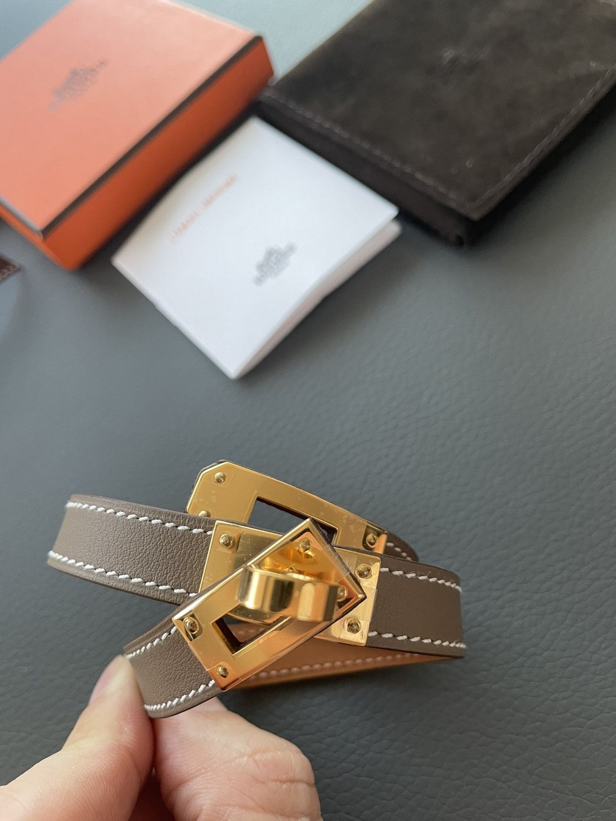 Hermes Iconic Brand New Classic Hermes Kelly Leather Bracelet Size ONE SIZE - 23 Thumbnail