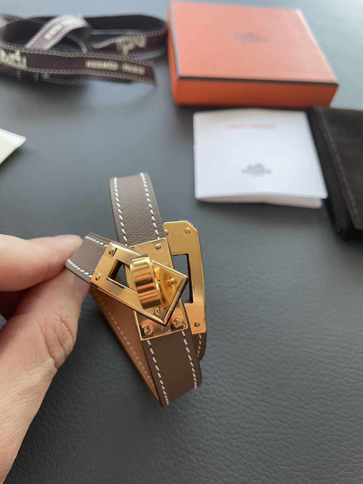 Hermes Iconic Brand New Classic Hermes Kelly Leather Bracelet Size ONE SIZE - 4 Thumbnail