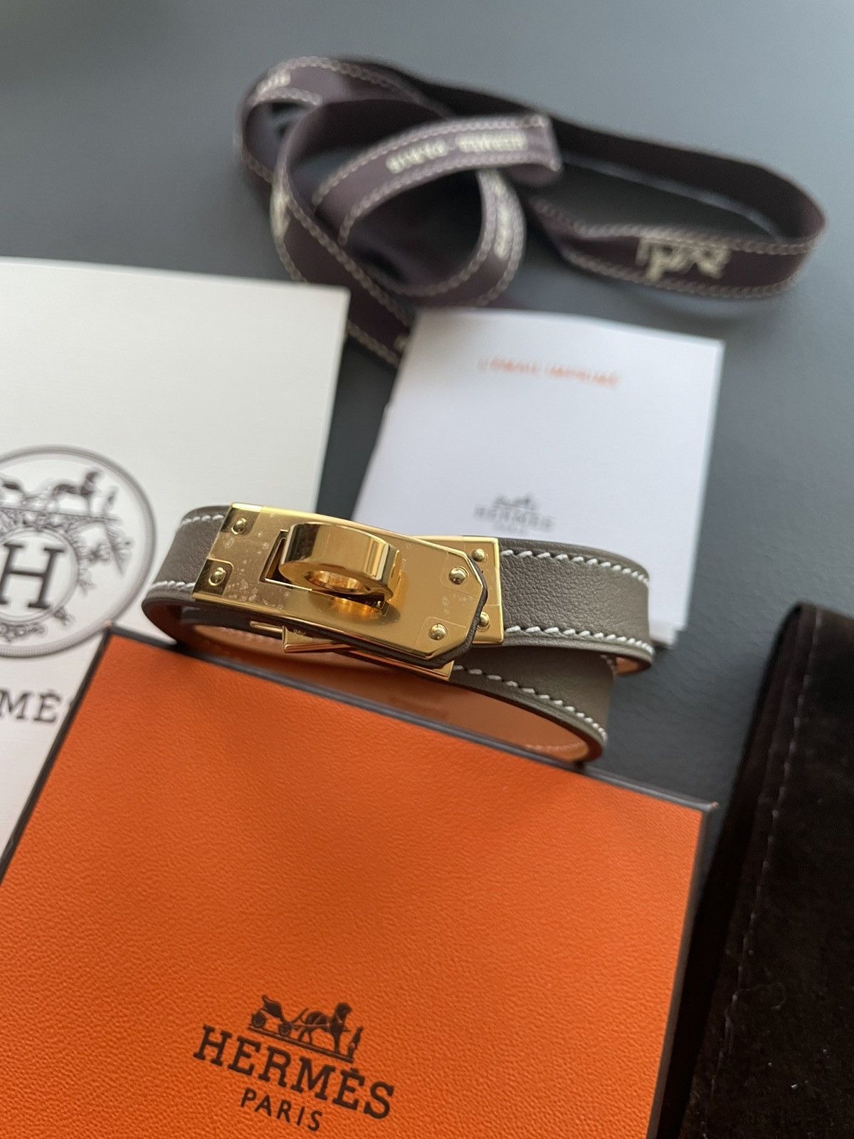 Hermes Iconic Brand New Classic Hermes Kelly Leather Bracelet Size ONE SIZE - 25 Thumbnail