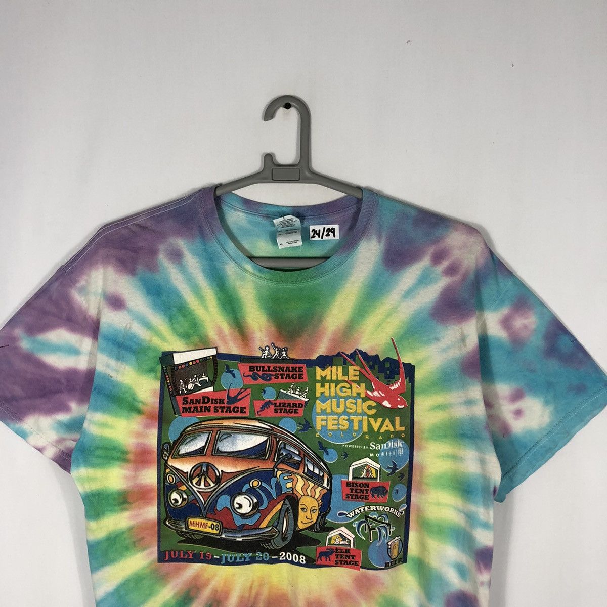 Band Tees × Vintage 2008 Mile High Music Festival Tye Dye Promo Concert Tee Size US XL / EU 56 / 4 - 2 Thumbnail