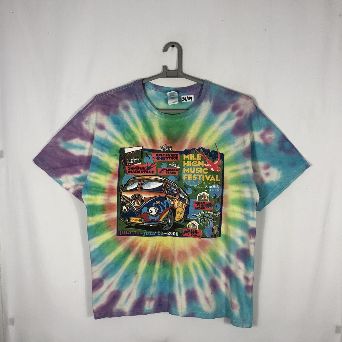 Band Tees × Vintage 2008 Mile High Music Festival Tye Dye Promo Concert Tee Size US XL / EU 56 / 4 - 1 Thumbnail