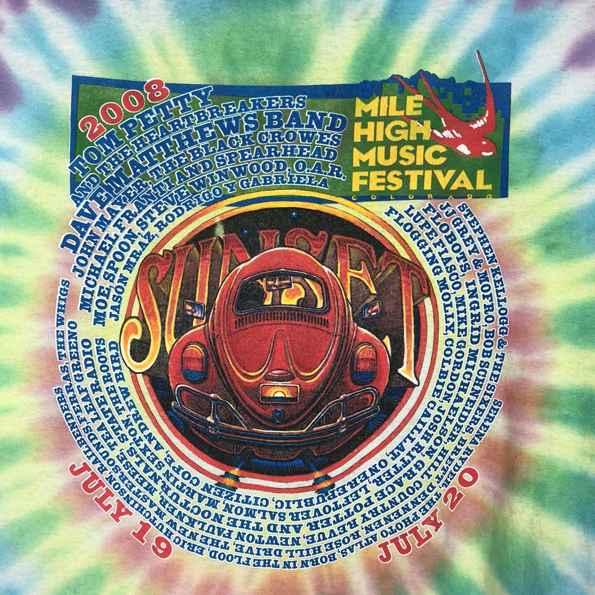 Band Tees × Vintage 2008 Mile High Music Festival Tye Dye Promo Concert Tee Size US XL / EU 56 / 4 - 5 Thumbnail