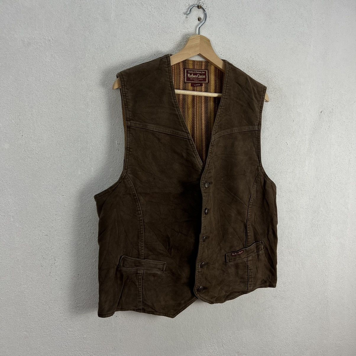 Japanese Brand VINATAGE MARLBORO CLASSIC WAIST COATS STRIPED LINING Size US L / EU 52-54 / 3 - 2 Thumbnail