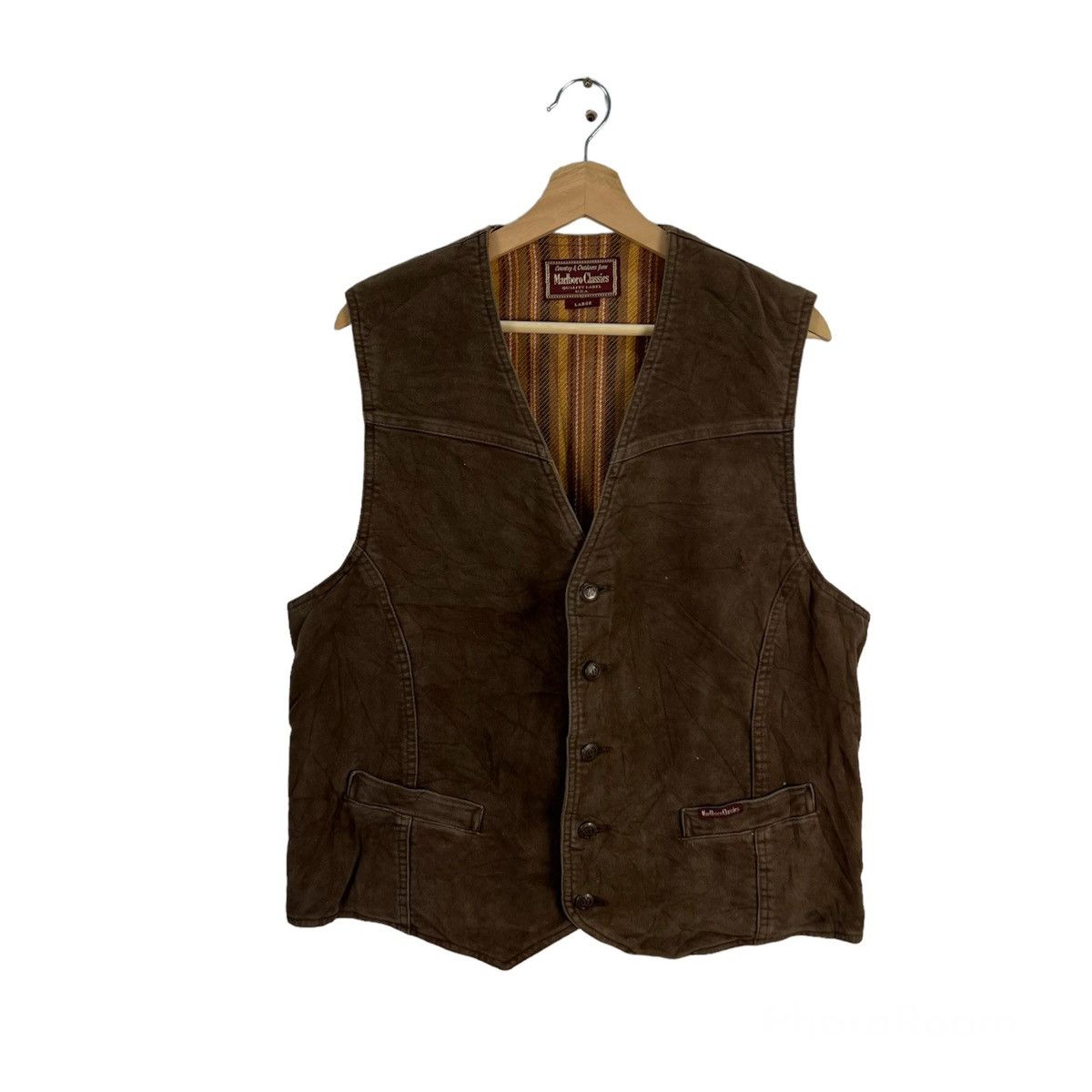 Japanese Brand VINATAGE MARLBORO CLASSIC WAIST COATS STRIPED LINING Size US L / EU 52-54 / 3 - 1 Thumbnail