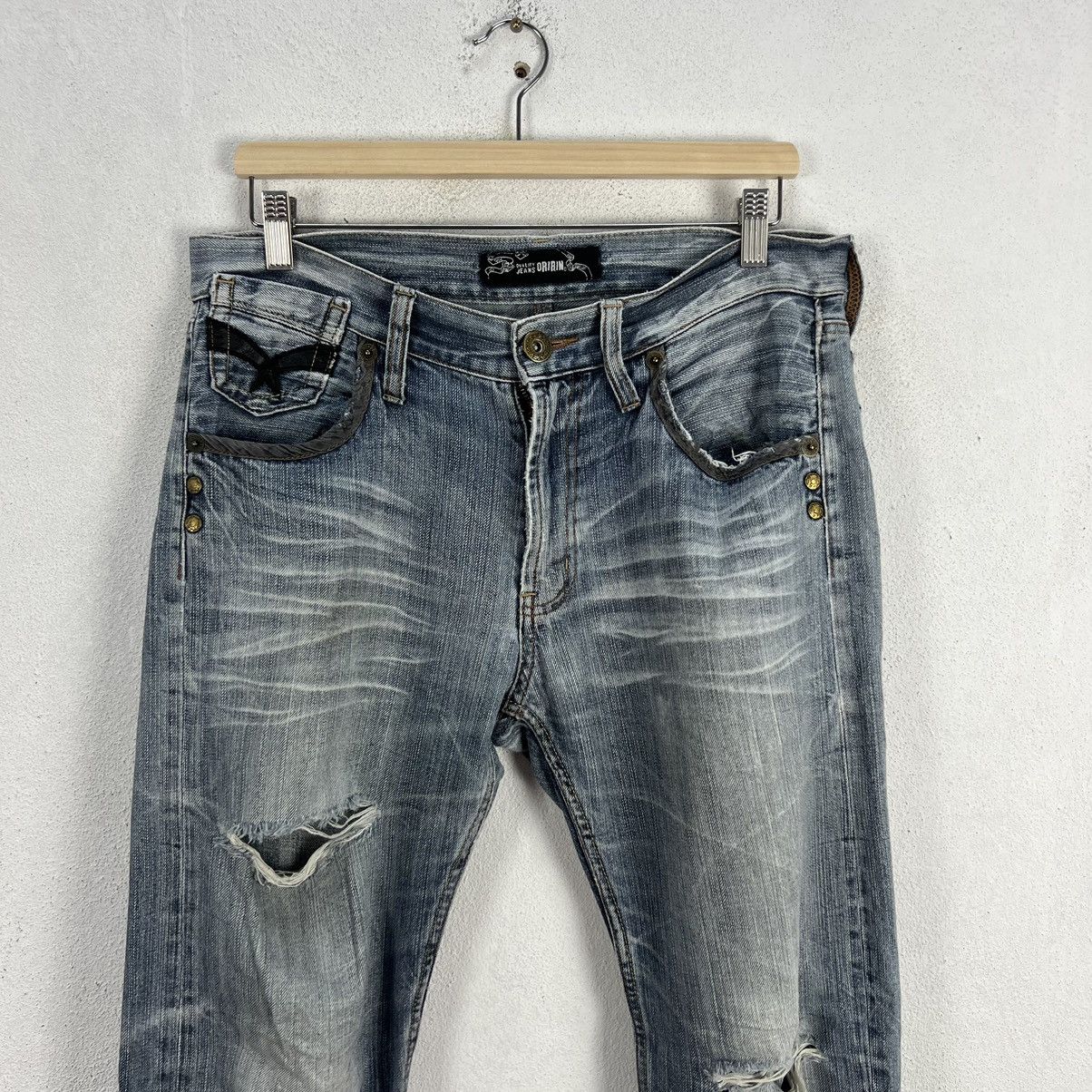 Japanese Brand VINTAGE ORIRIN JAPAN DISTRESSED DENIM RARE STYLE WEAR Size US 36 / EU 52 - 3 Thumbnail
