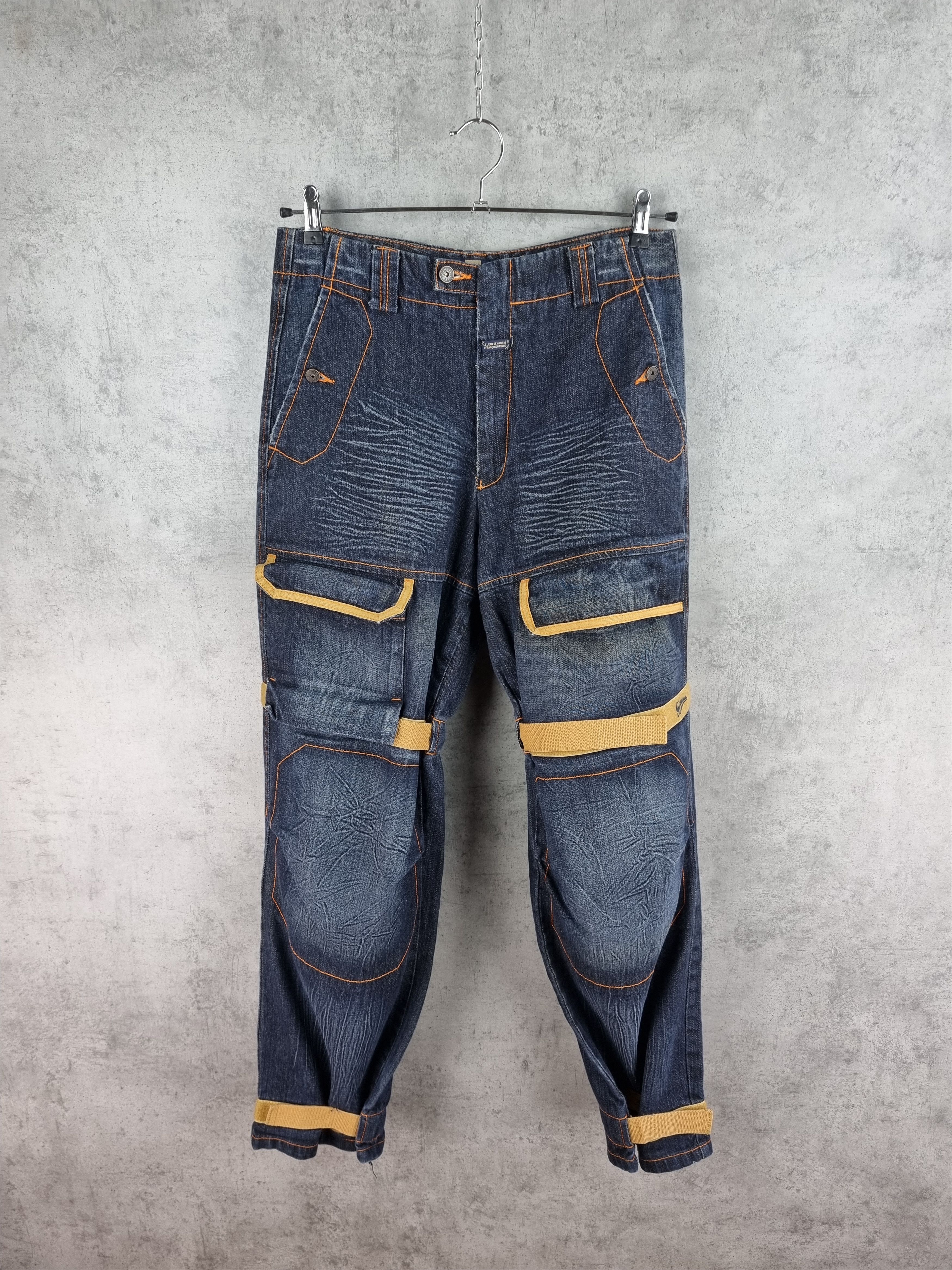 unique MF GIRBAUD Cargo Parachute Adjustable Denim Jean