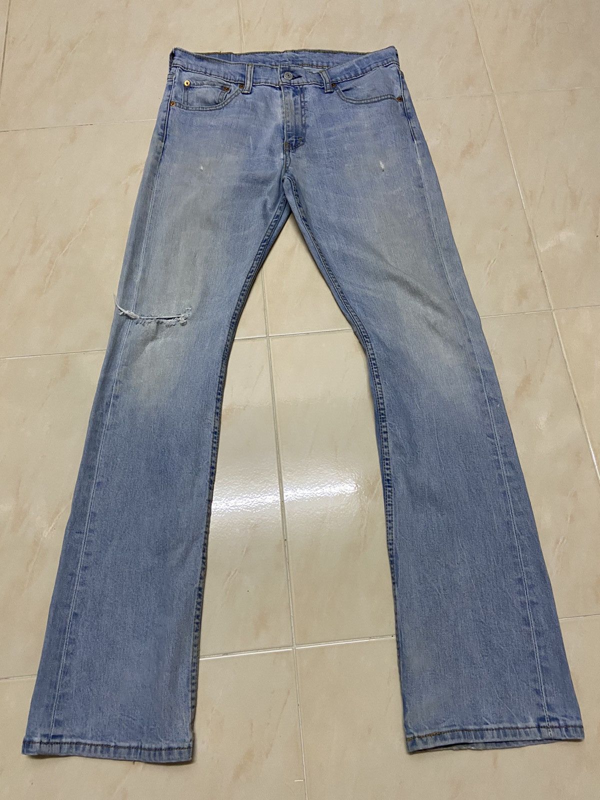 image of Vintage 527 Levis Jeans Denim Boot Cut W32 White Blue, Men's