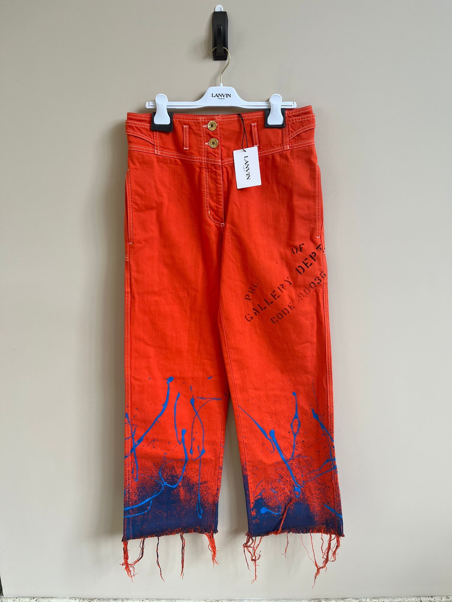 Paint Splash Orange Denim in Orange Color