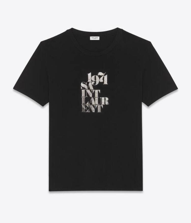 image of Saint Laurent Paris 1971 Logo Tee In Black, Men's (Size Medium)