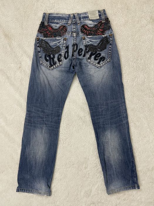 Distressed Denim Awesome Red Pepper Jeans Distressed