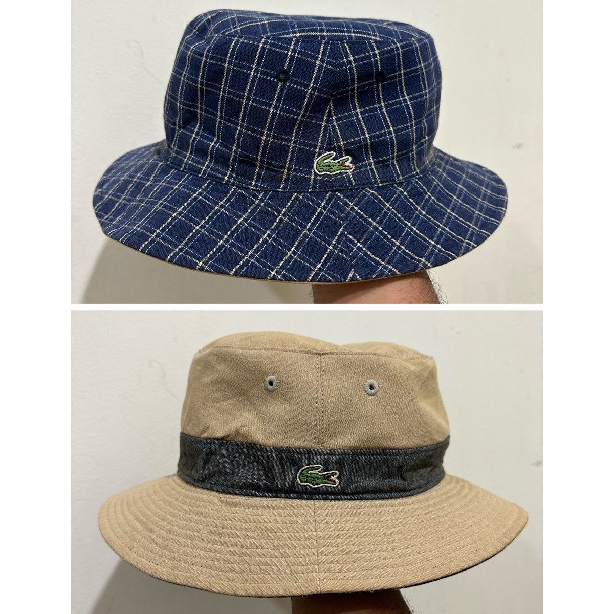 image of Lacoste Reversible Bucket Hat in Faded Black White, Men's