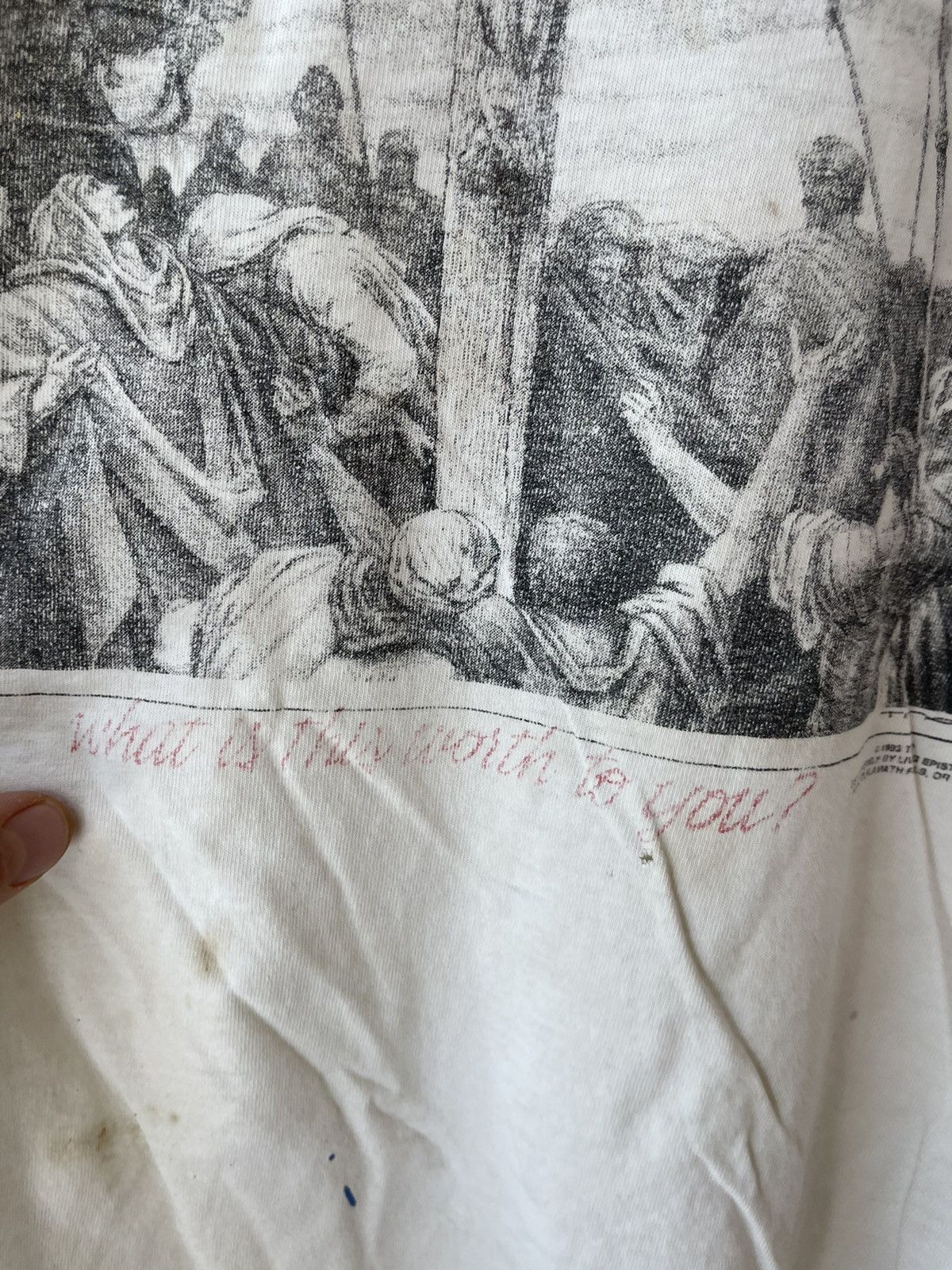Vintage Vintage THRASHED Lord God Jesus Cross Shirt XXL Size US XXL / EU 58 / 5 - 4 Thumbnail