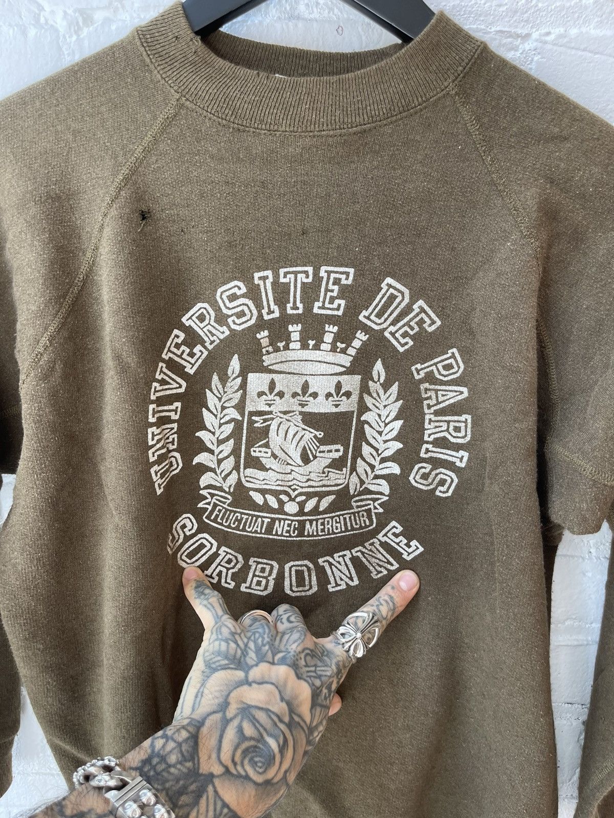 Other × Vintage Vintage 80s PARIS University THRASHED College Sweater Size US S / EU 44-46 / 1 - 2 Thumbnail