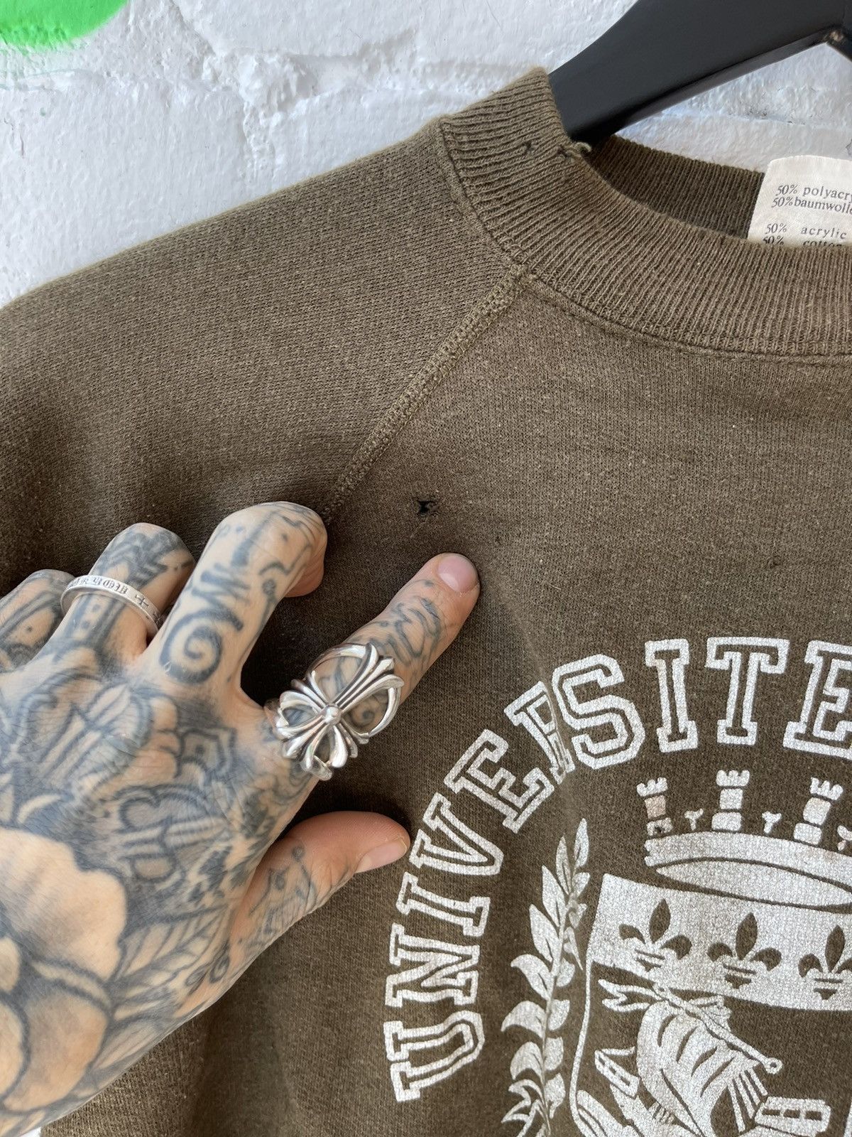 Other × Vintage Vintage 80s PARIS University THRASHED College Sweater Size US S / EU 44-46 / 1 - 6 Thumbnail