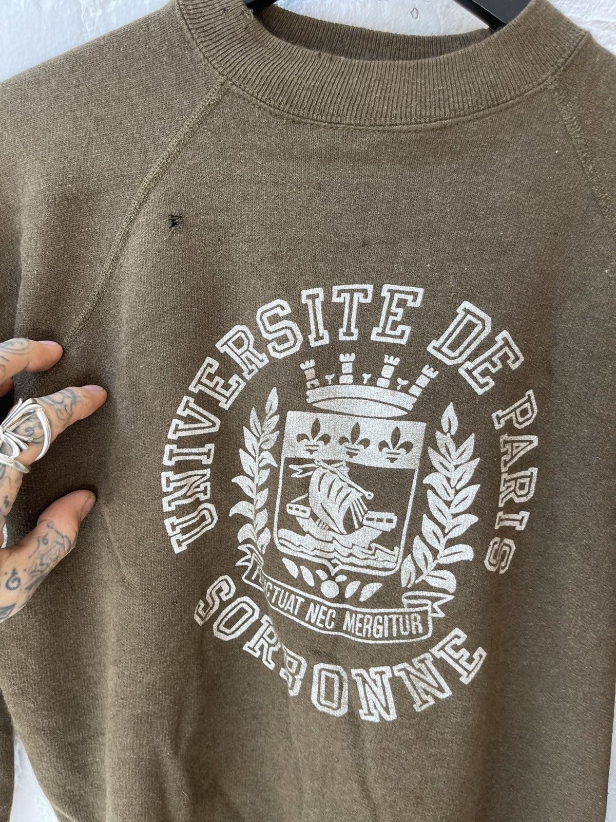 Other × Vintage Vintage 80s PARIS University THRASHED College Sweater Size US S / EU 44-46 / 1 - 8 Thumbnail