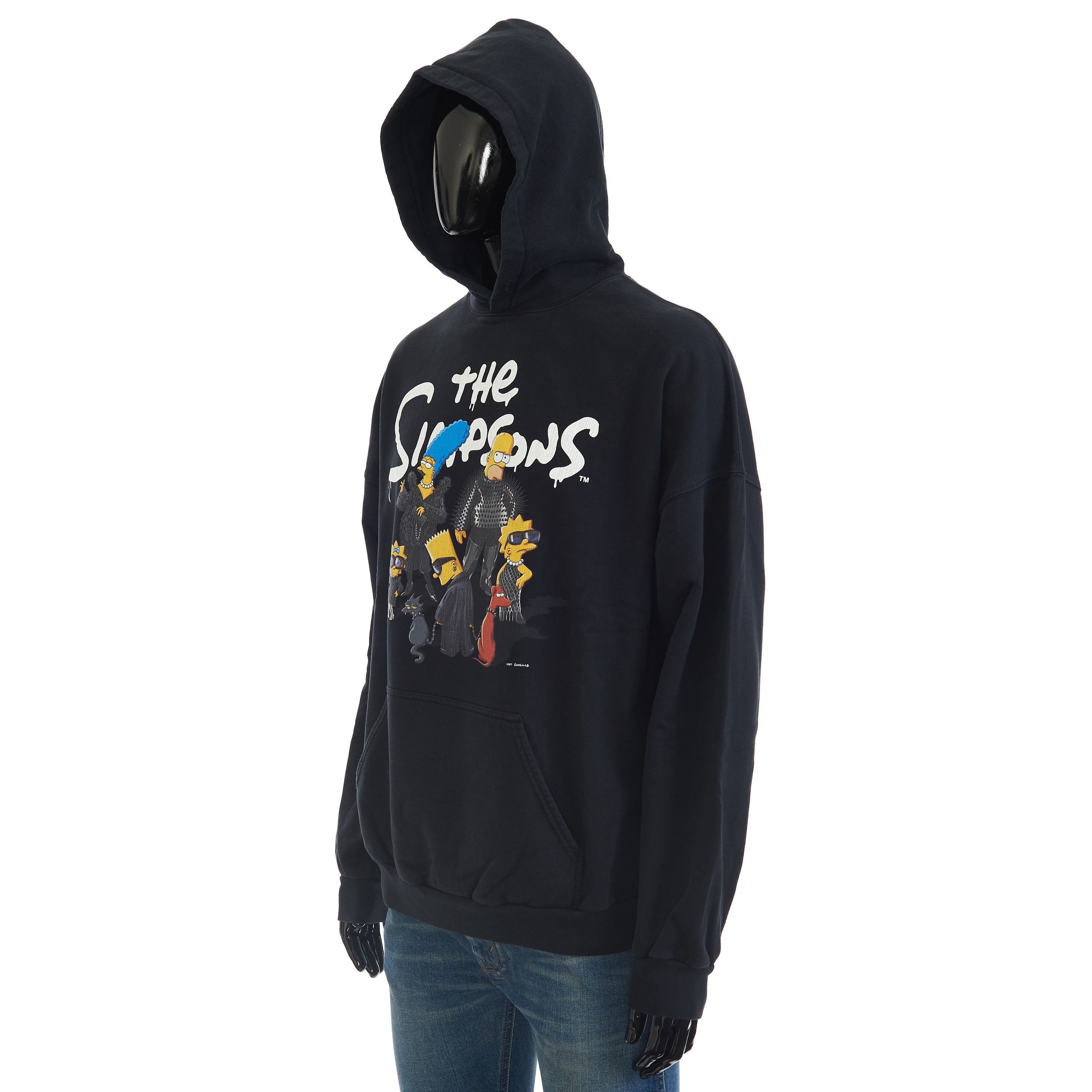 image of Balenciaga x The Simpsons Wide Fit Hoode In Black Cotton Fleece, Men's (Size Medium)