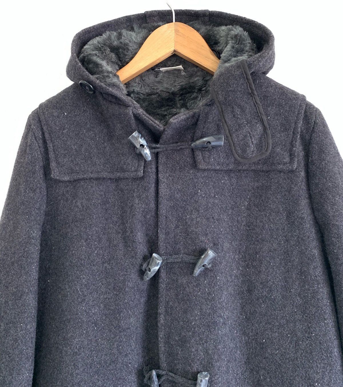 Designer Made in England Fur Shearling Lined Duffle Heavy Coat Size US M / EU 48-50 / 2 - 2 Thumbnail