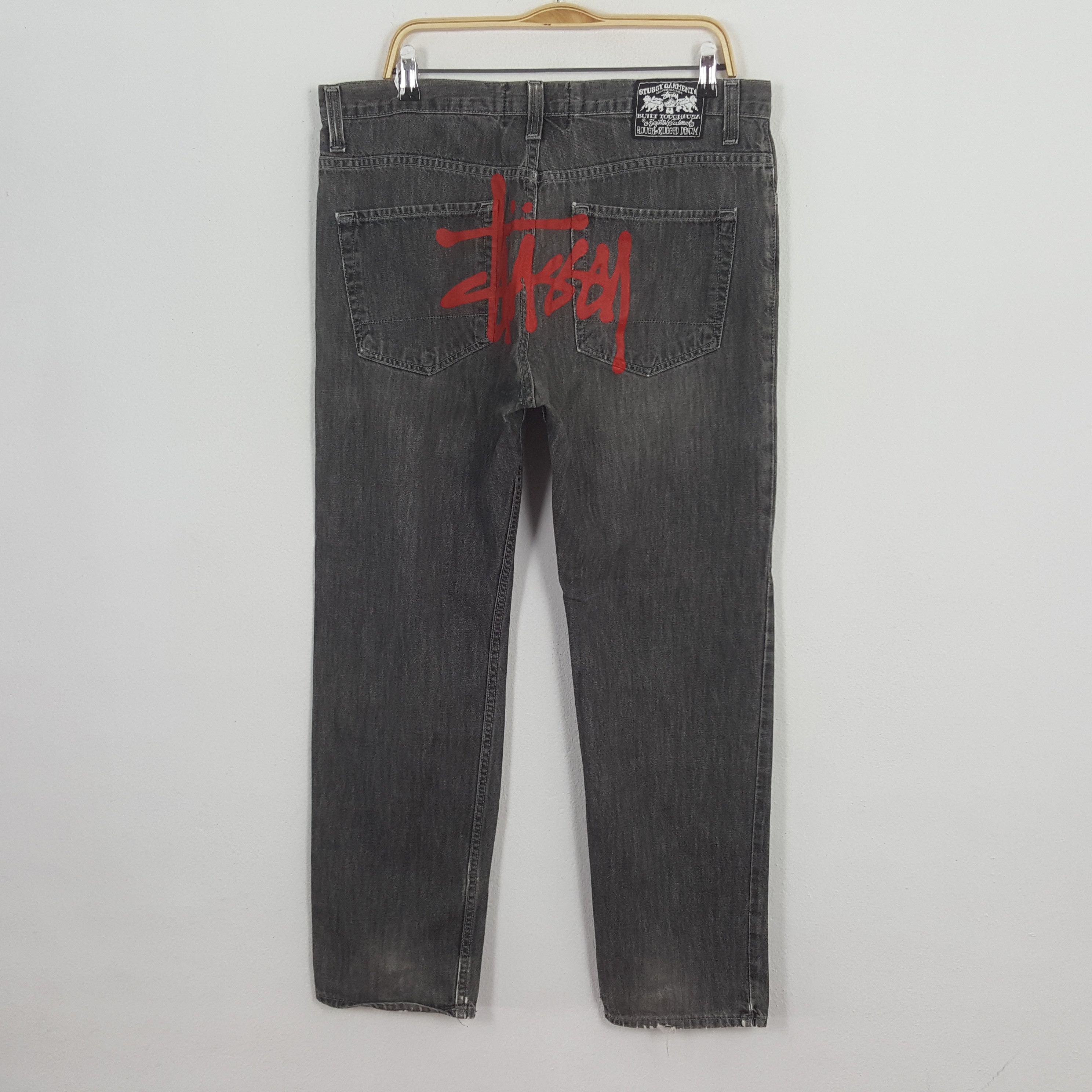 image of Stussy Logo Style Denim Jeans in Granite, Men's (Size 36)