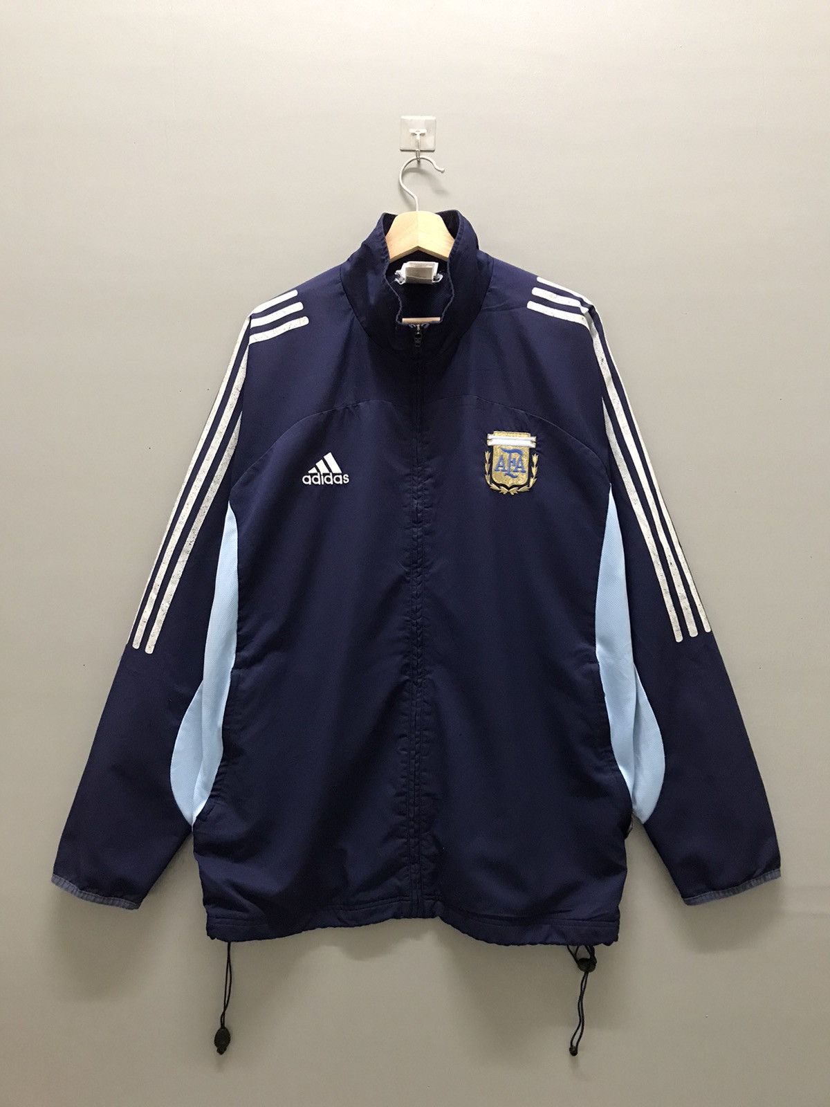 image of Vintage Adidas Argentina Football Light Jacket in Blue, Men's (Size XL)