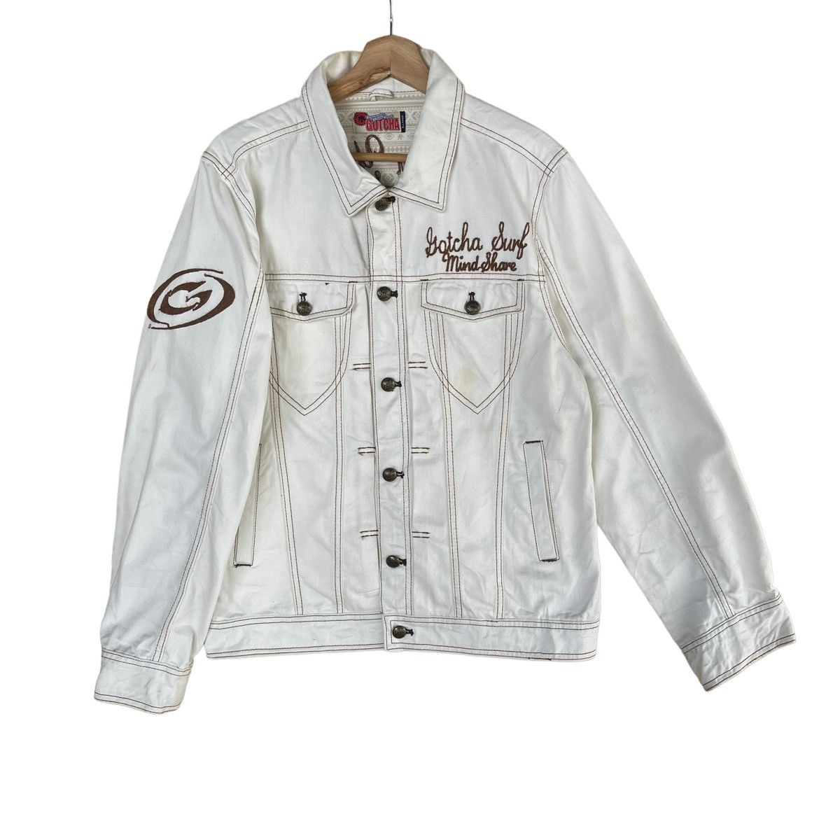 Billabong × Quiksilver × Vintage Vintage Gotcha Big Logo Embroidered Denim Jacket Size US M / EU 48-50 / 2 - 1 Thumbnail