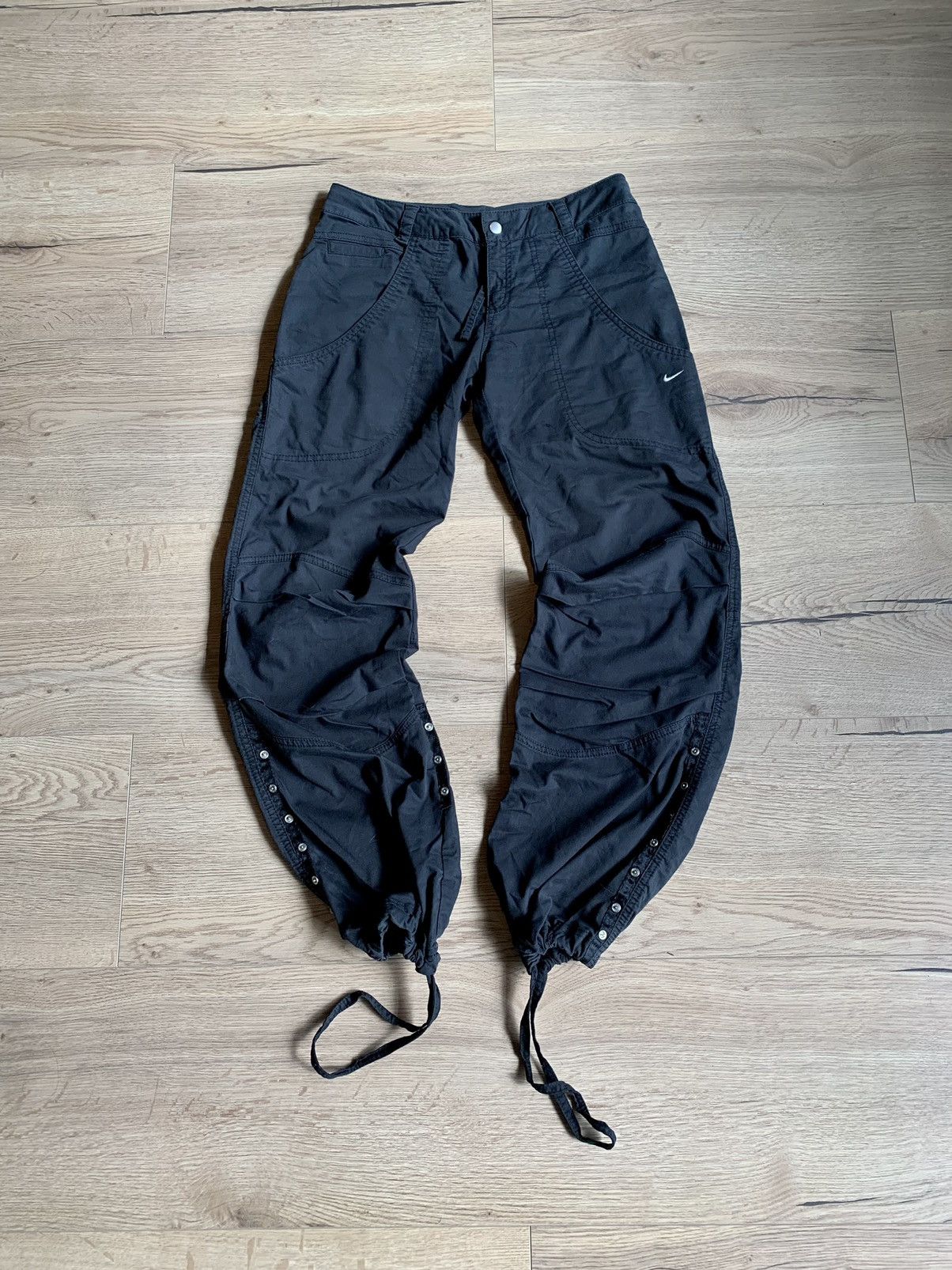 Nike × Vintage Vintage y2k Nike Black Track Pants Swoosh Size US 31 - 1 Thumbnail