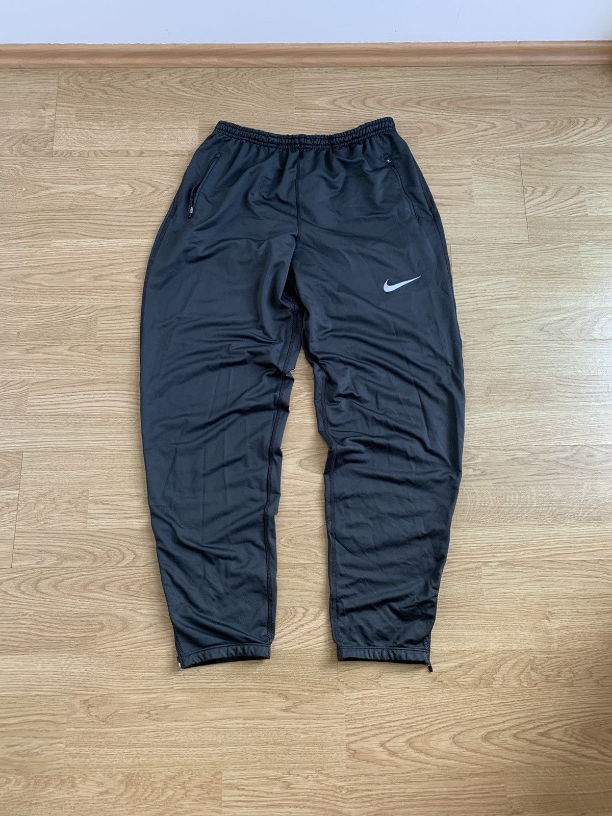 Nike × Vintage Vintage Nike Grey Track Pants Swoosh Drill Size US 34 / EU 50 - 1 Thumbnail