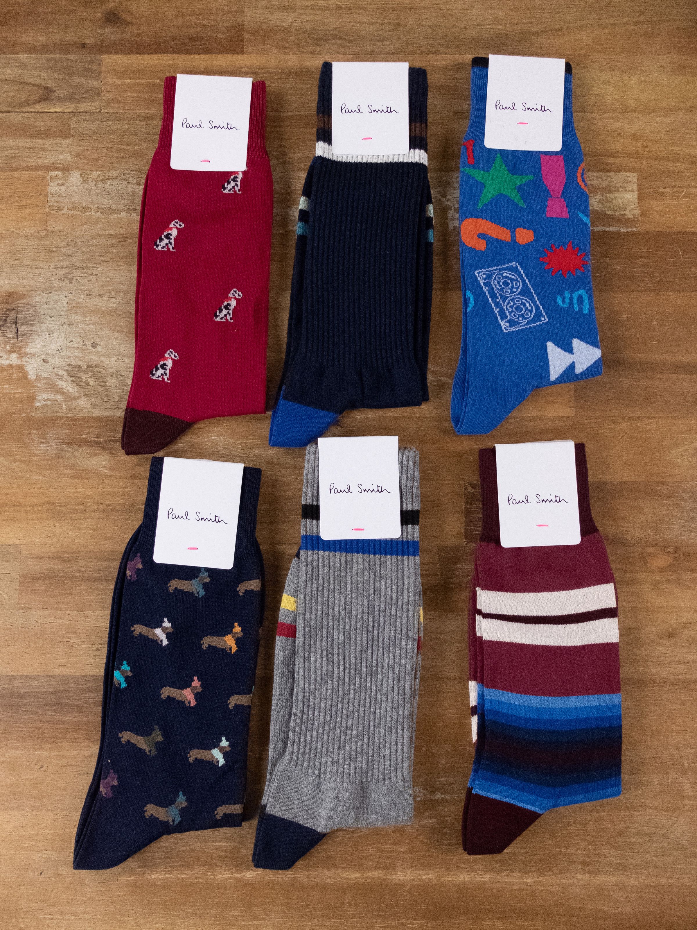 Paul Smith 6 pairs of Paul Smith colorful mid calf cotton blend socks q Size ONE SIZE - 1 Thumbnail