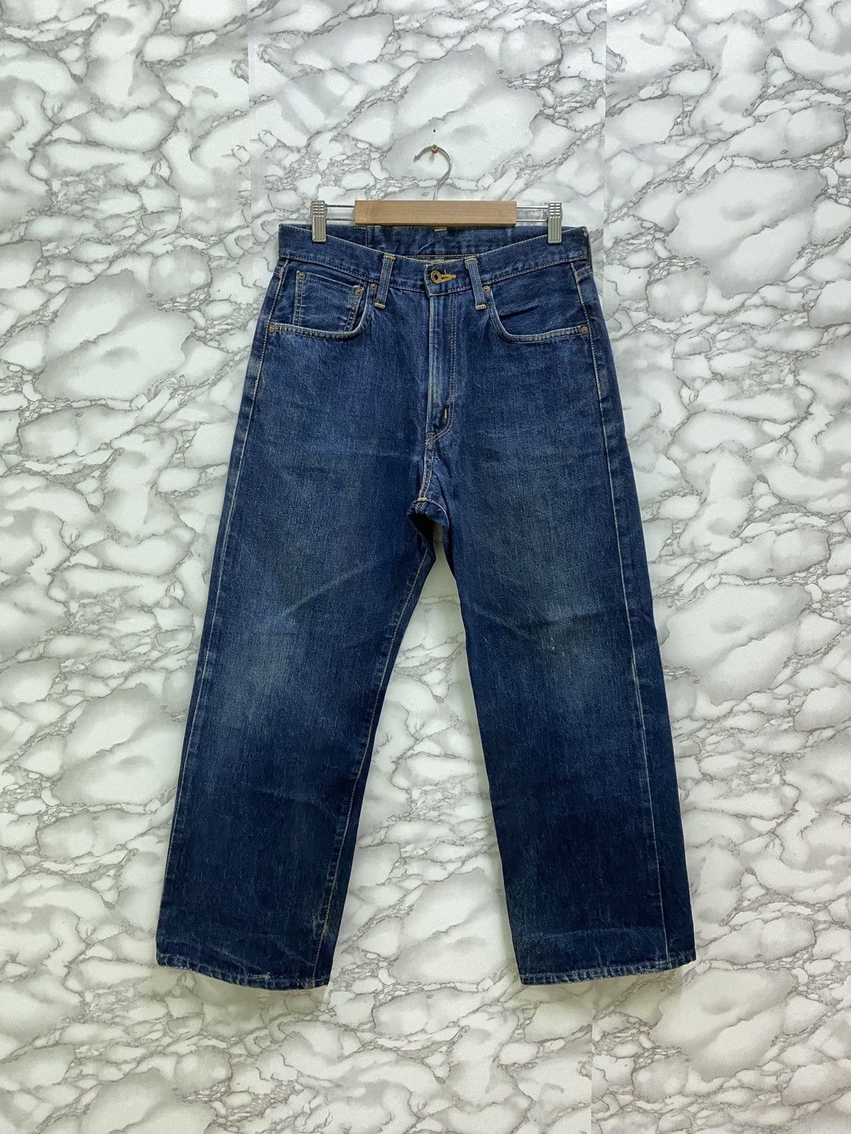 image of Distressed Denim x Edwin Vintage Edwin Orange Tab Selvedge Denim Jeans in Blue, Men's (Size 29)