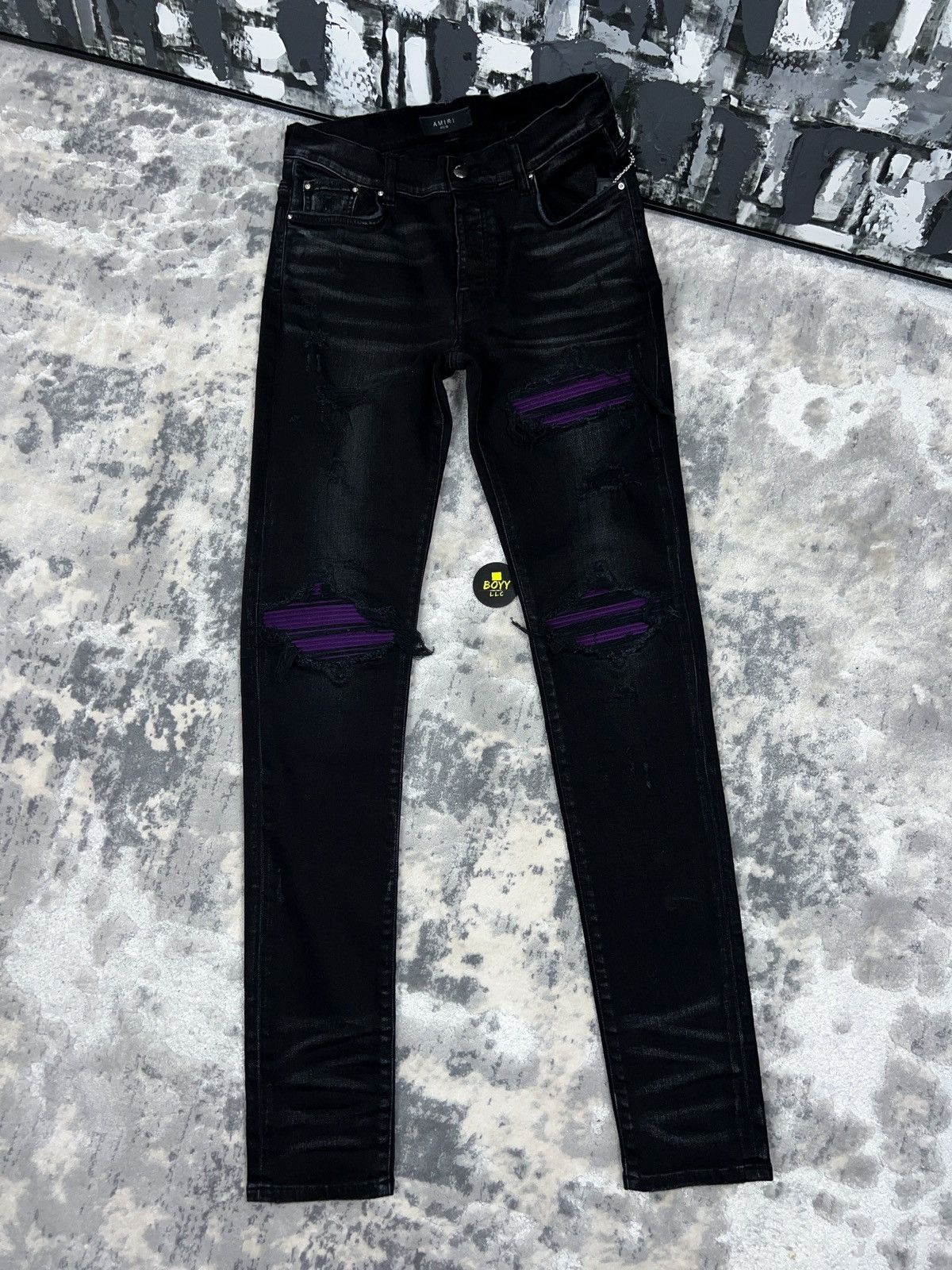 image of Amiri Mx1 Patch Jeans in Black, Men's (Size 33)