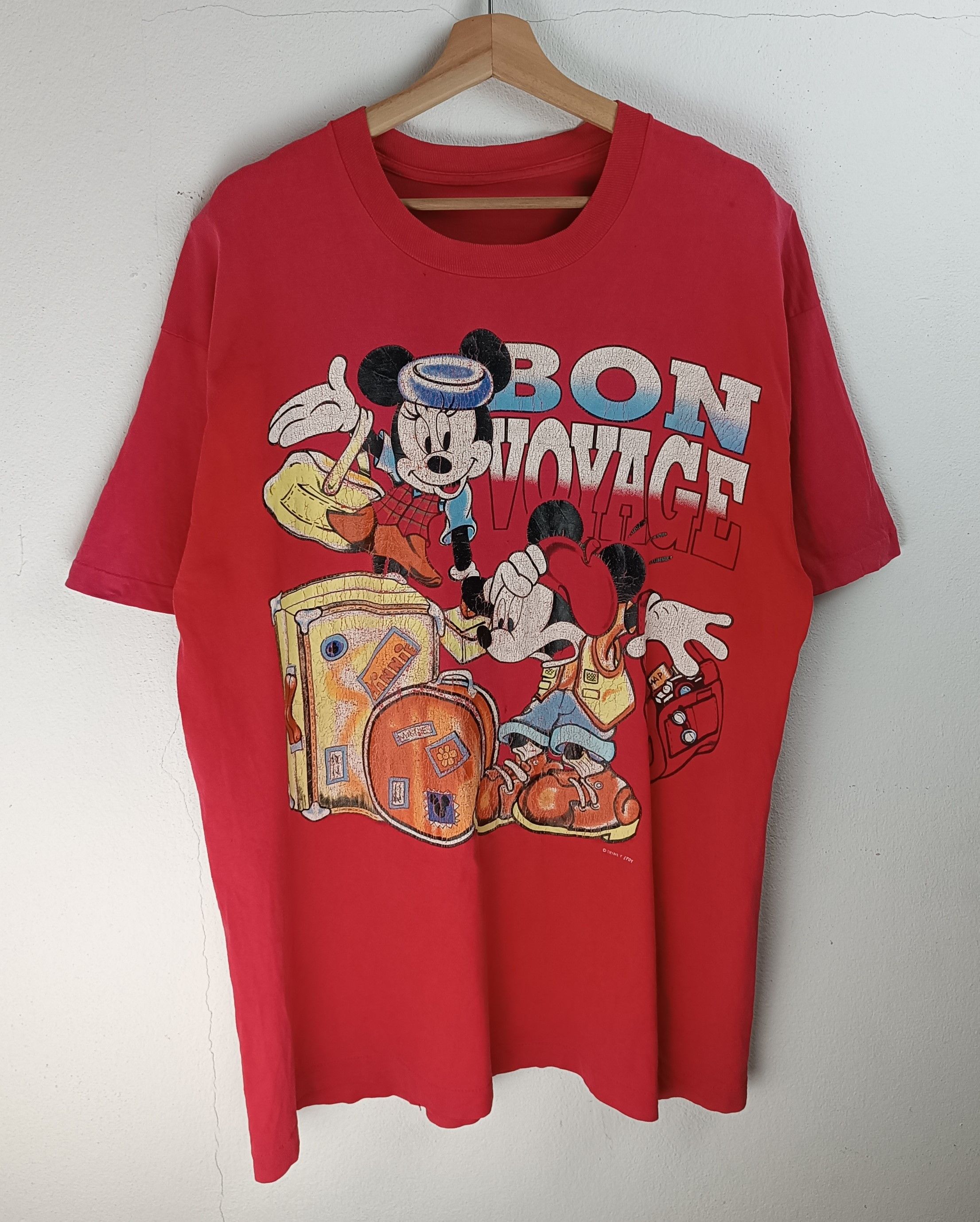 Mickey Mouse VINTAGE 90'S MICKEY MOUSE BON VOYAGE DISTRESSED TEE Size US XL / EU 56 / 4 - 3 Thumbnail