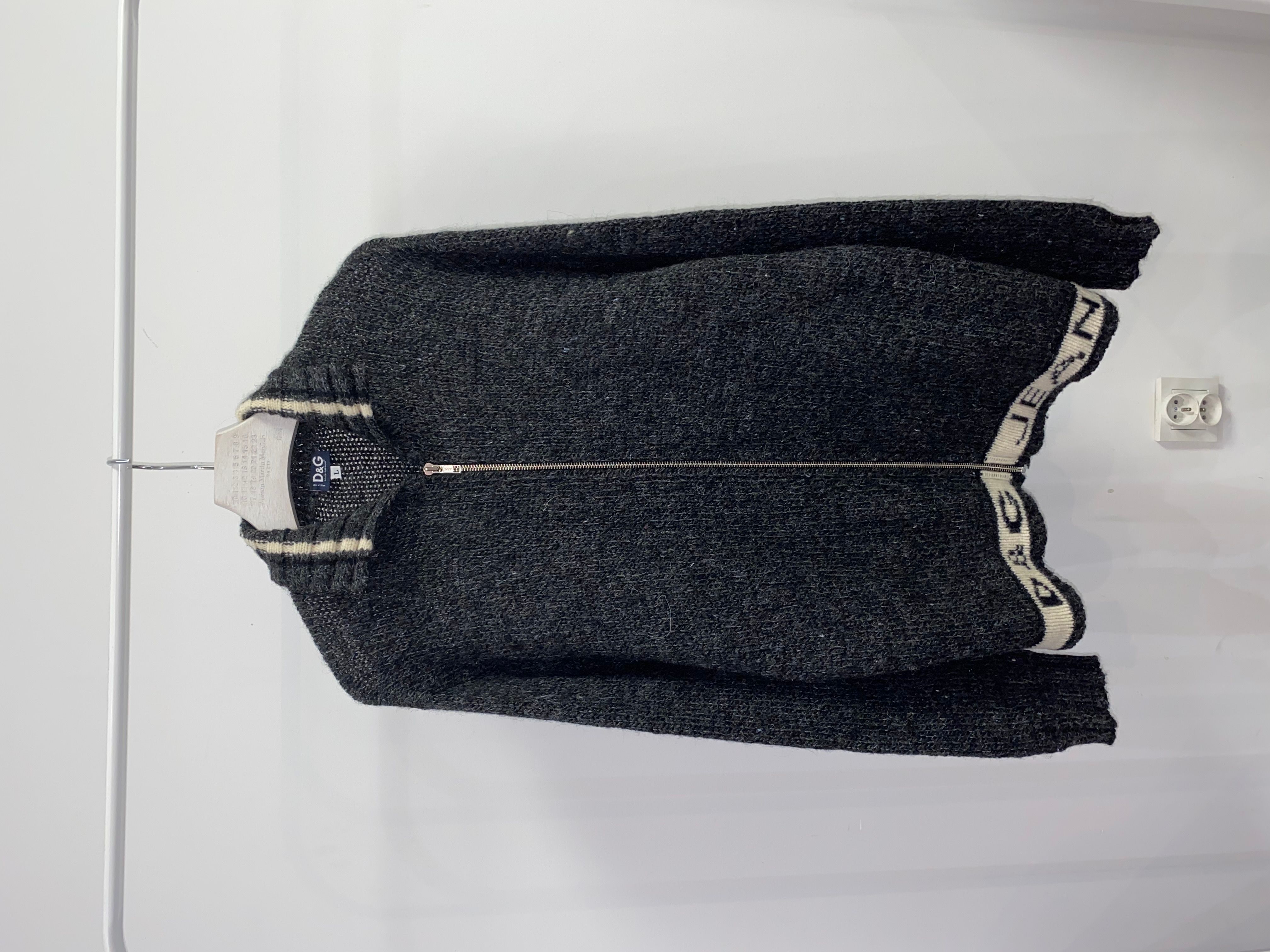Pre-owned Dolce & Gabbana Big Logo Zipped Knitwear Sweater In Grey