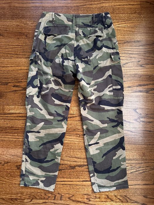 2000'S US Military Issue Camouflage Pattern Woodland Camo Military Cargo Pants Combat Pants Made in USA MEDIUM-REGULAR (Men's M equivalent) cotton Khaki type Vintage Second Hand