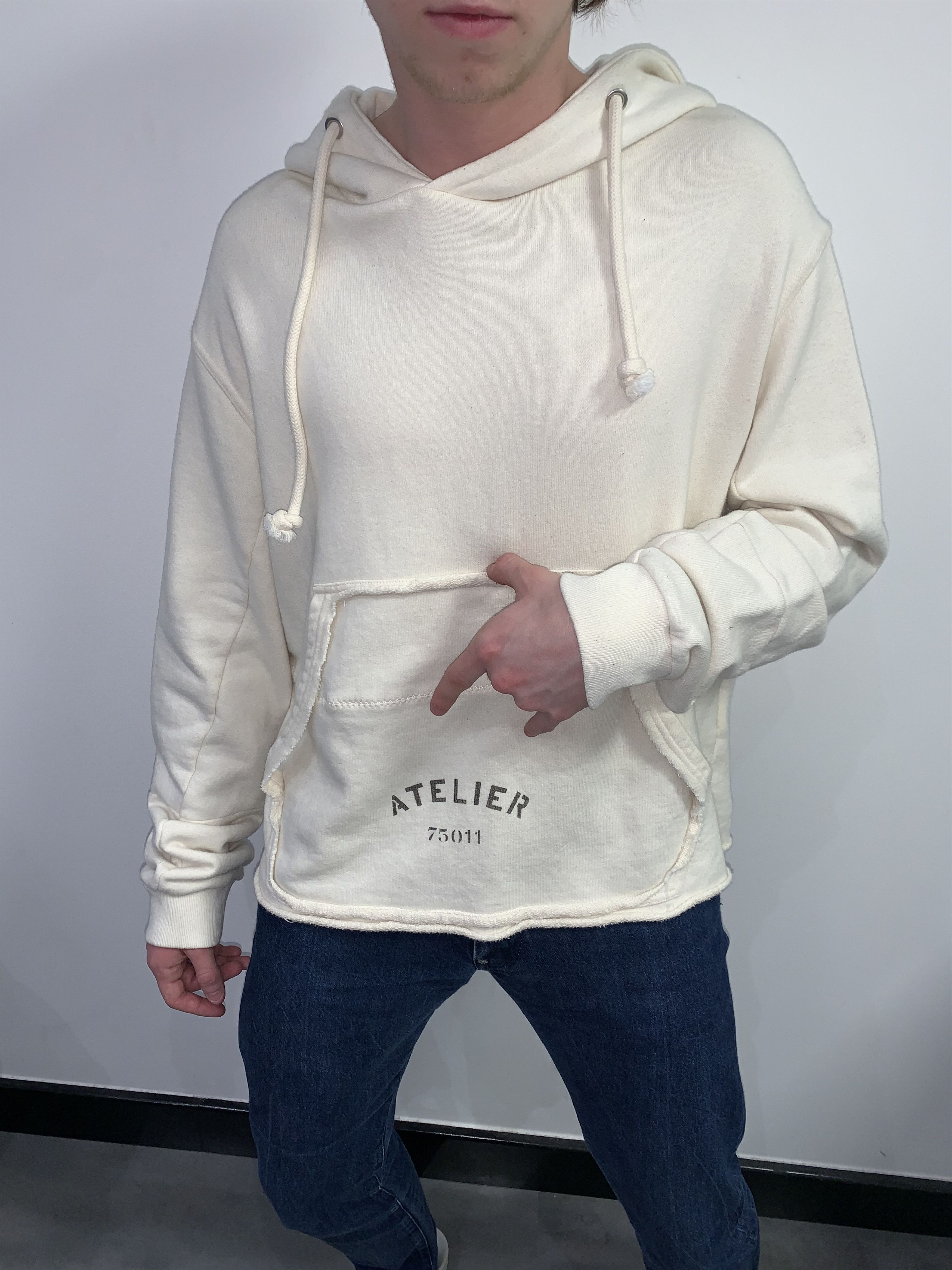 Maison Margiela DS! SS18 Maison Margiela "Atelier" Cropped Distorted Hoodie Size US M / EU 48-50 / 2 - 1 Thumbnail