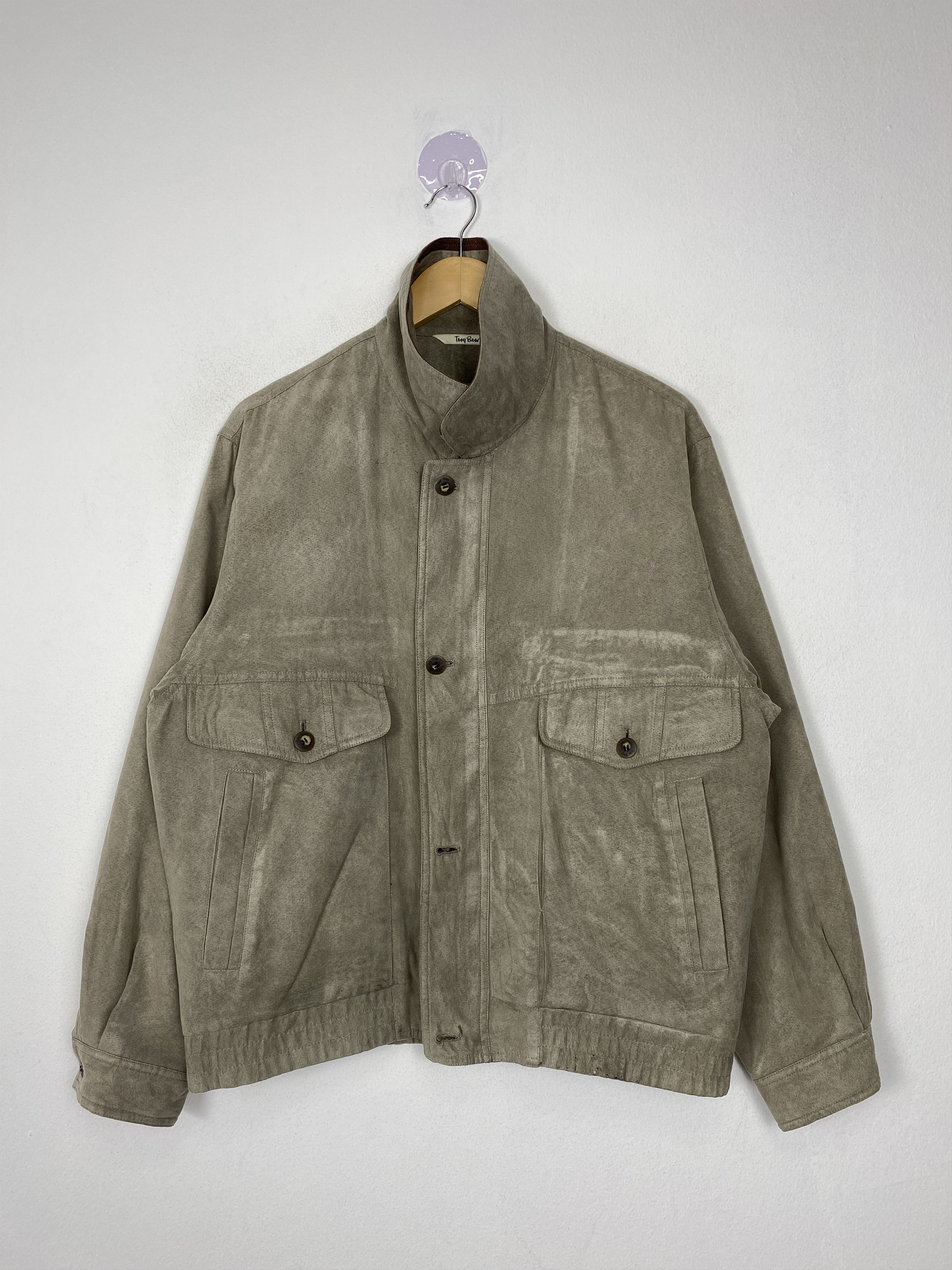 Japanese Brand Vintage TROY BROS Gray Velvet Bomber Jacket Size US M / EU 48-50 / 2 - 1 Thumbnail