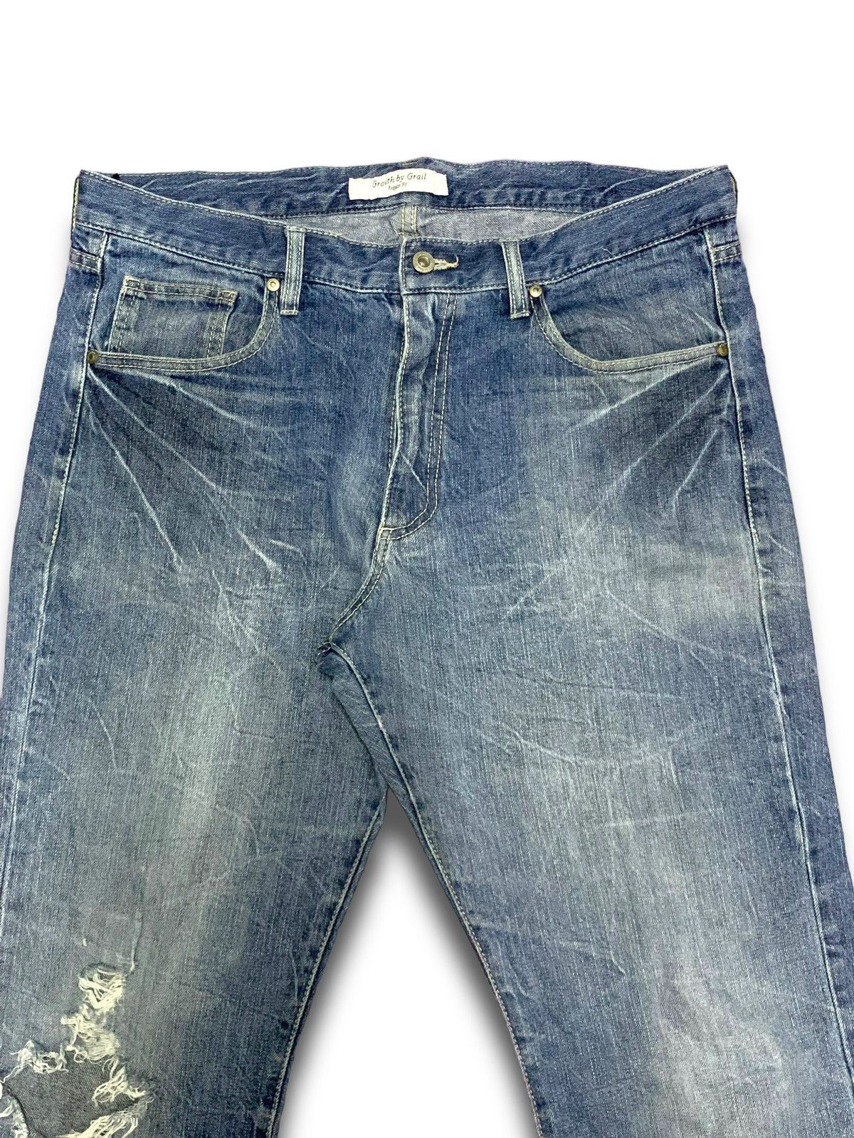 Japanese Brand Vintage Japanese Growth By Grail Distressed Jeans Size US 37 - 5 Thumbnail