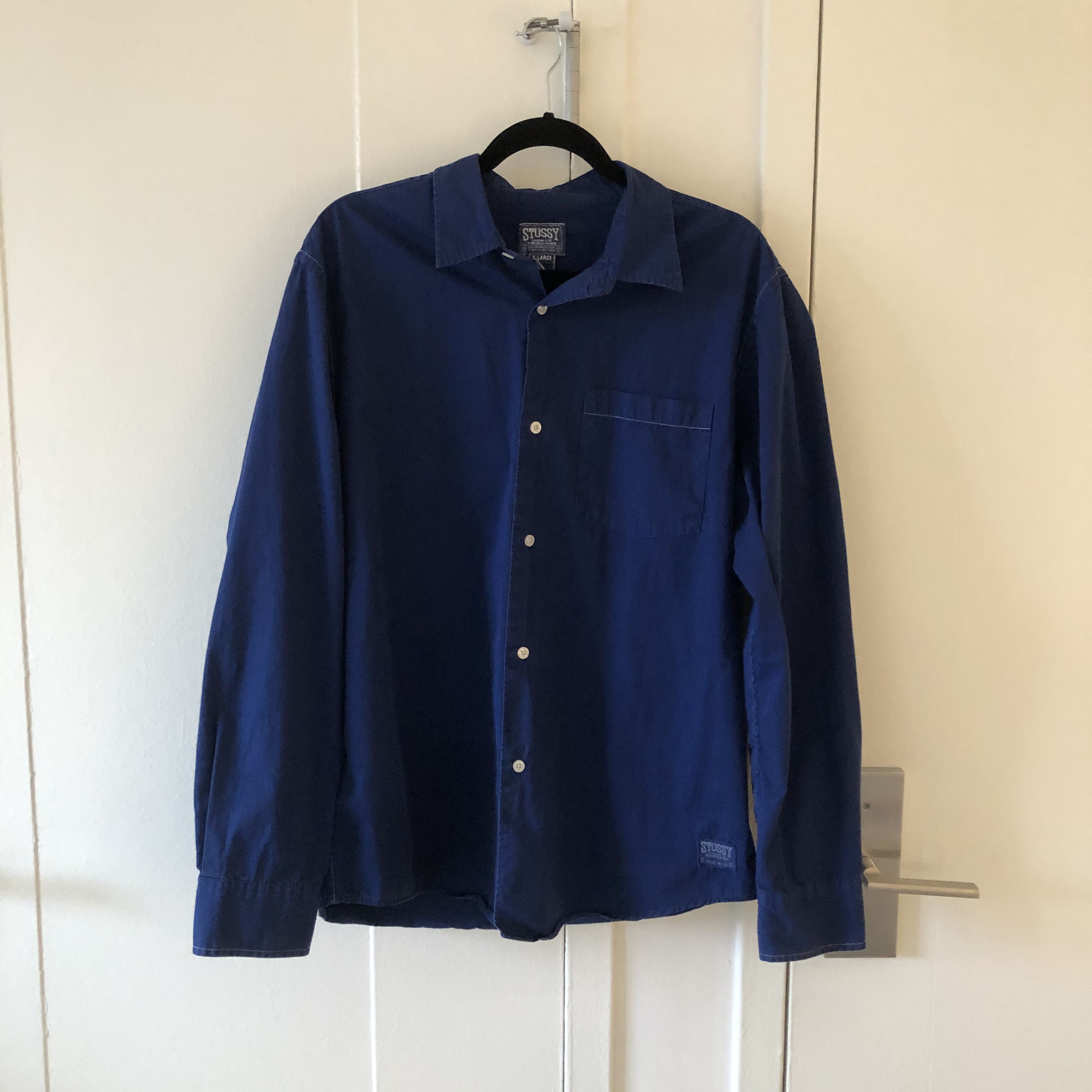 Image of Archived Stussy 'burly Threads' 1990S Shirt in Navy, Men's (Size XL)