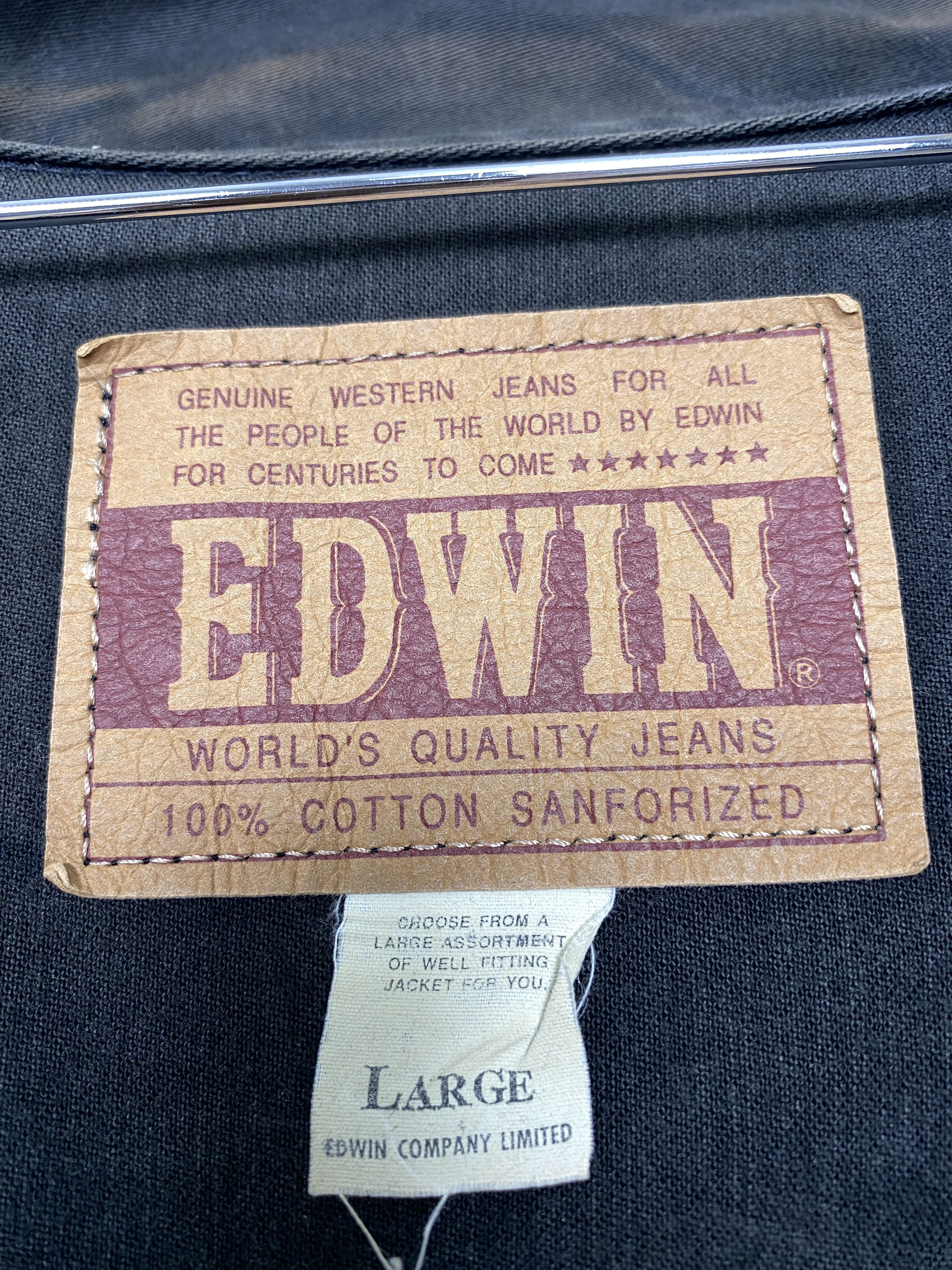 Vintage 90`s EDWIN Button Up Black Faded Denim Jacket