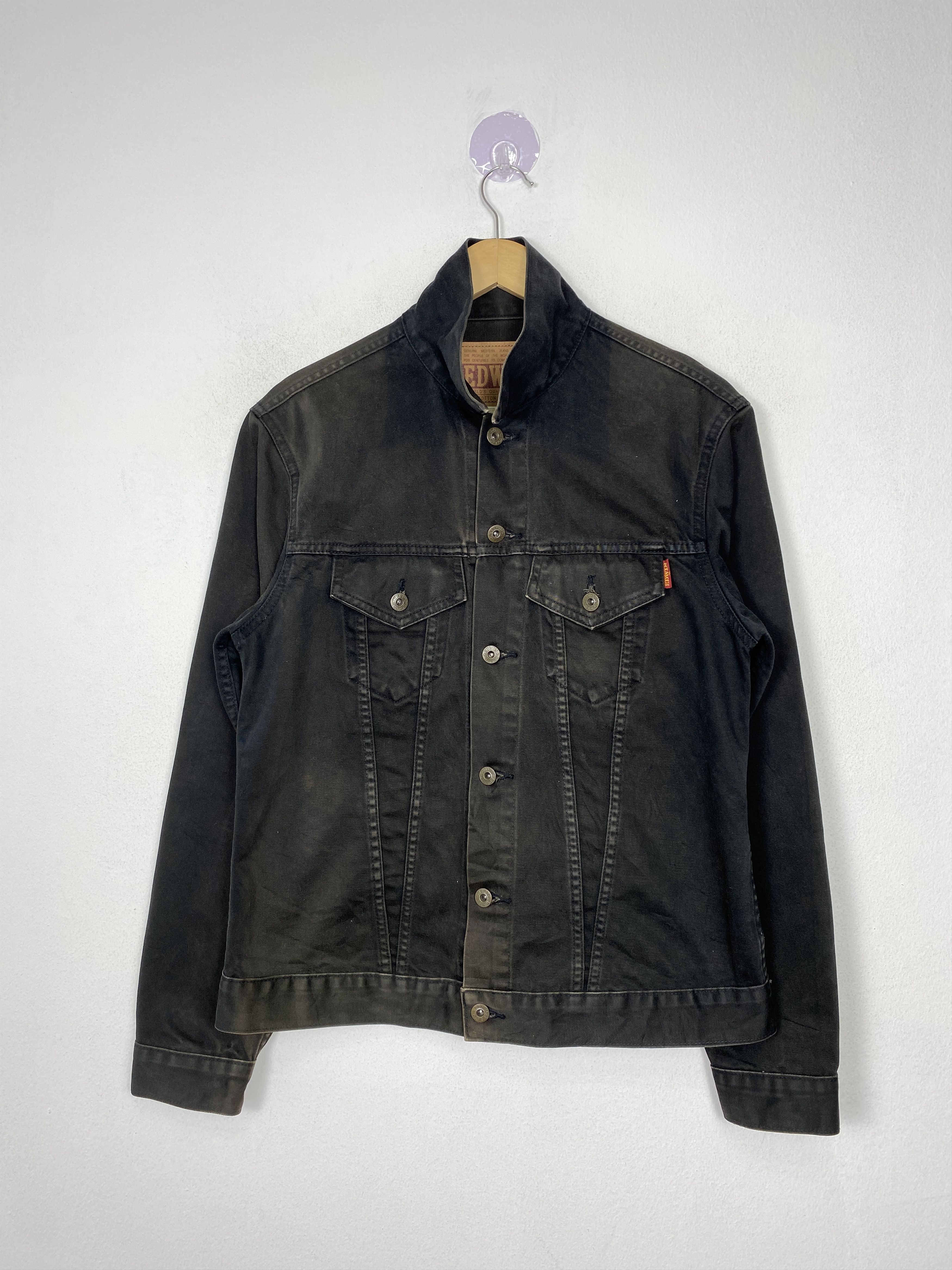 Edwin Vintage 90`s EDWIN Button Up Black Faded Denim Jacket Size US L / EU 52-54 / 3 - 1 Thumbnail