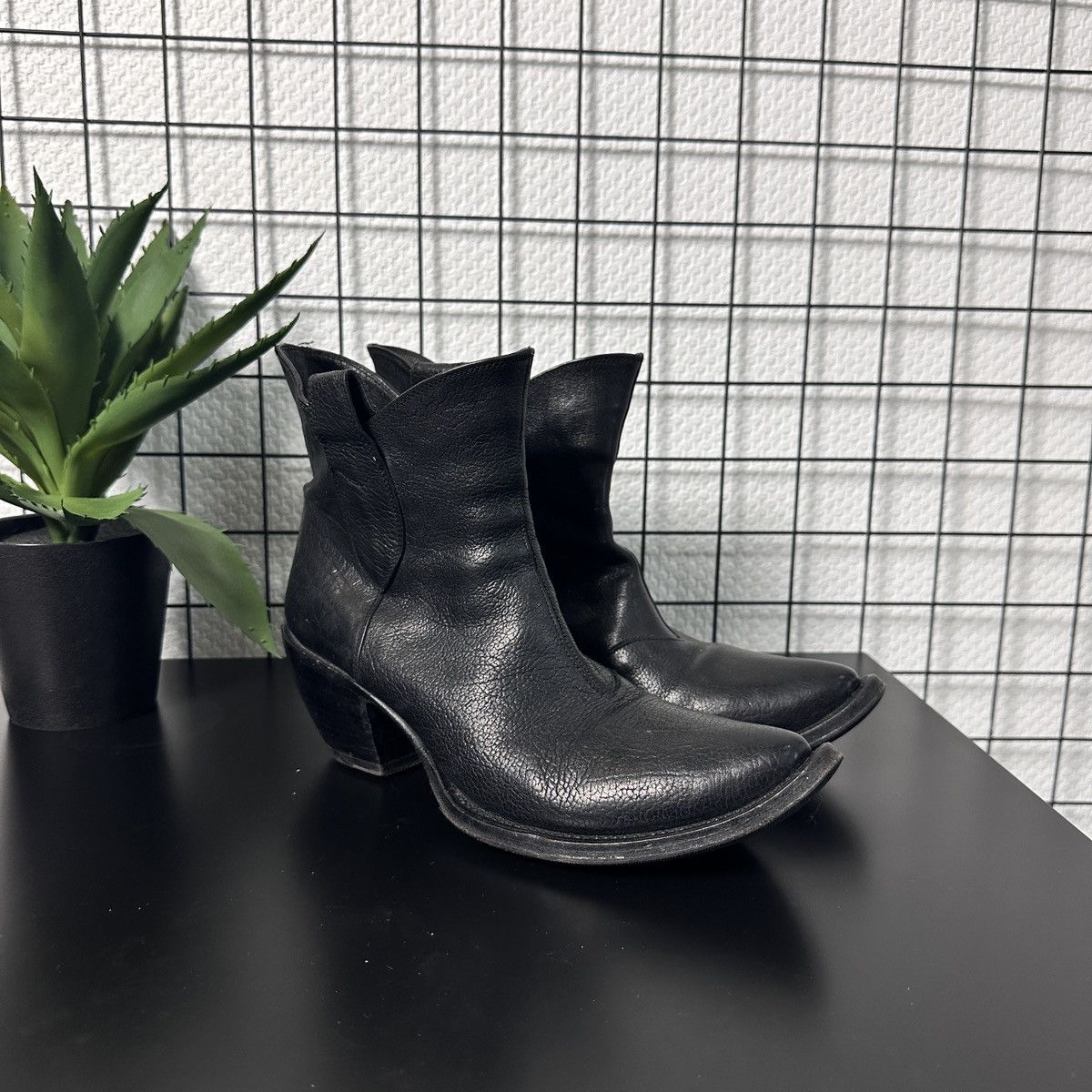 image of Gianni Barbato Cowboy Leather Boots in Black, Women's (Size 7)