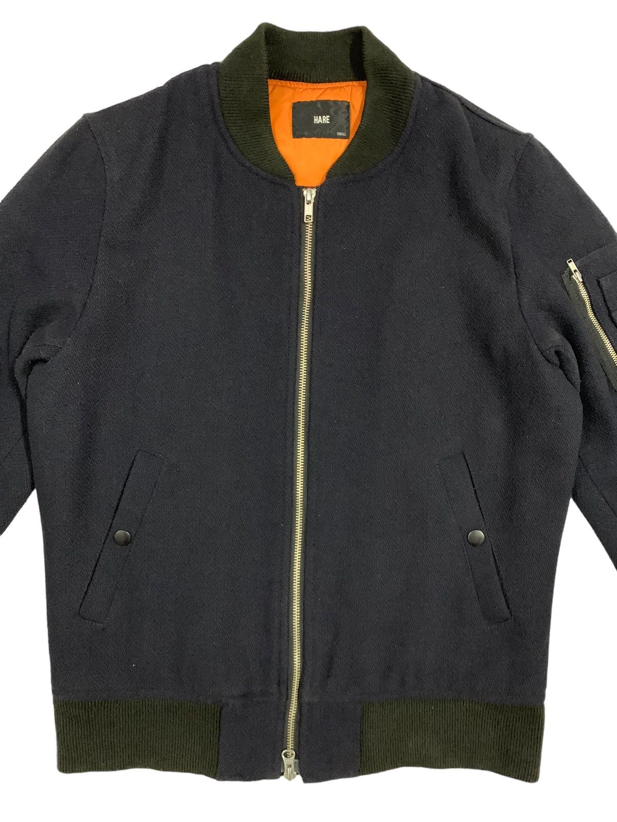 HARE Vintage Japanese Brand Hare Navy Wool Varsity Jacket Size US M / EU 48-50 / 2 - 4 Thumbnail