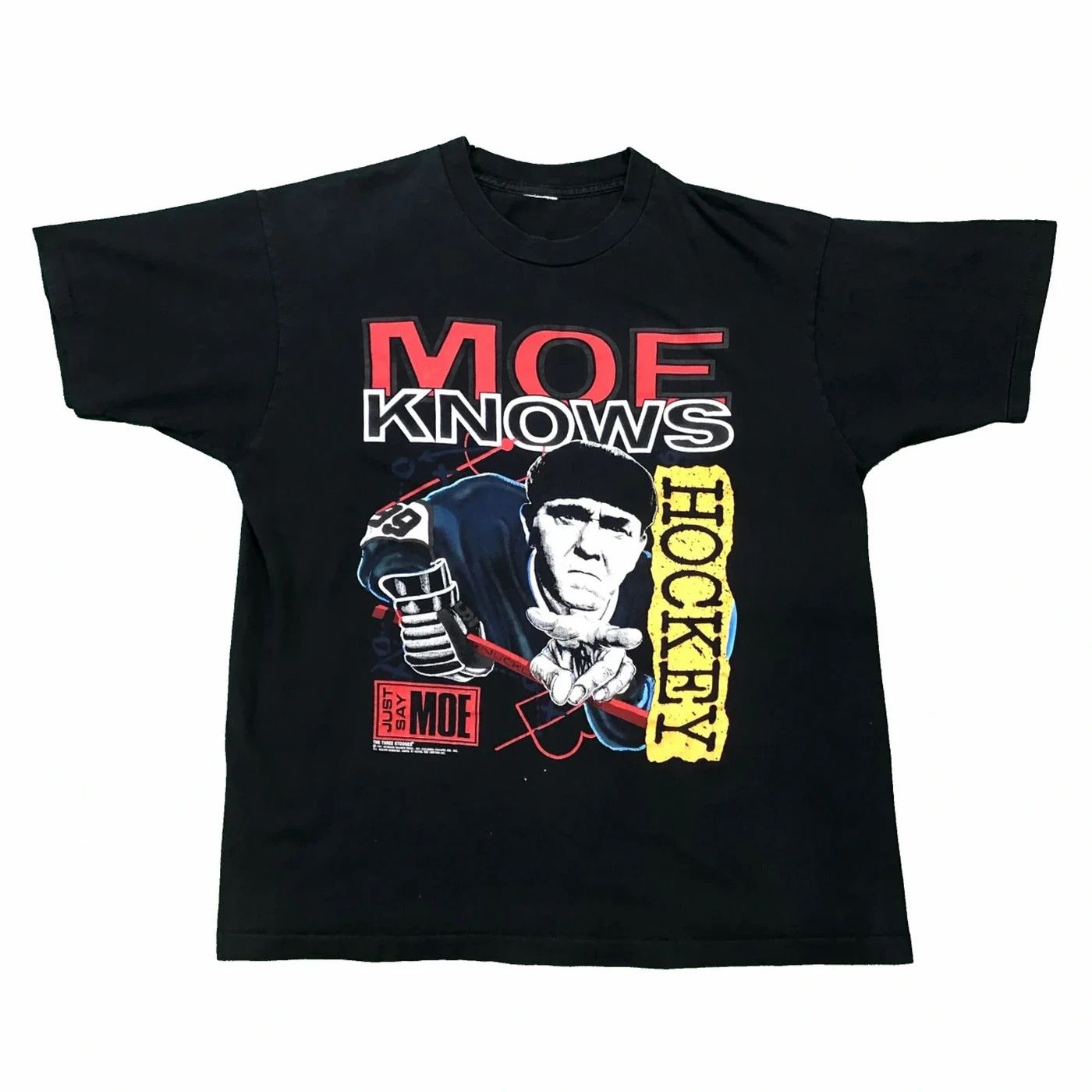 NHL Vintage 1991 Three Stooges T Shirt Moe Know Hockey Movie Tee Size US M / EU 48-50 / 2 - 1 Thumbnail