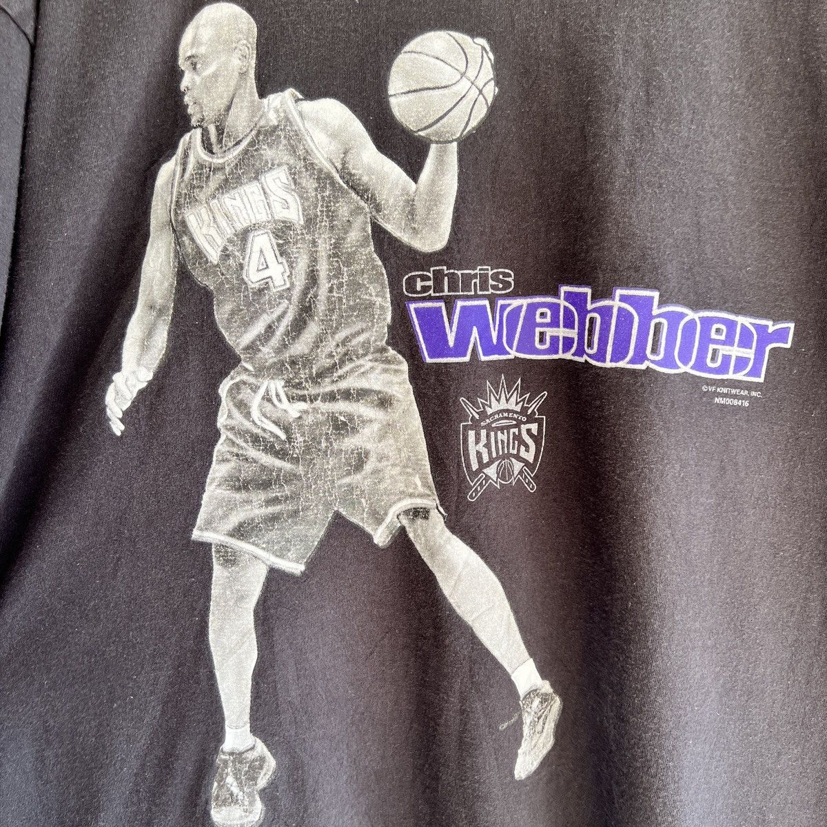 NBA × Vintage ‘90s Chris Webber Sacramento Kings NBA Basketball Tee Shirt Size US XXL / EU 58 / 5 - 6 Thumbnail
