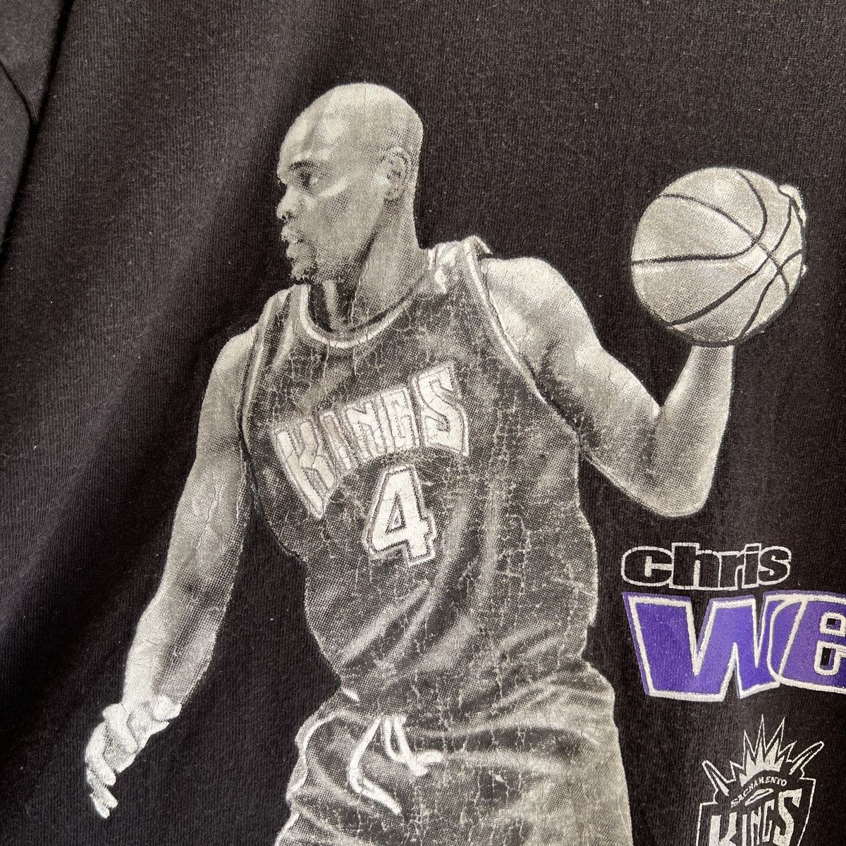 NBA × Vintage ‘90s Chris Webber Sacramento Kings NBA Basketball Tee Shirt Size US XXL / EU 58 / 5 - 7 Thumbnail