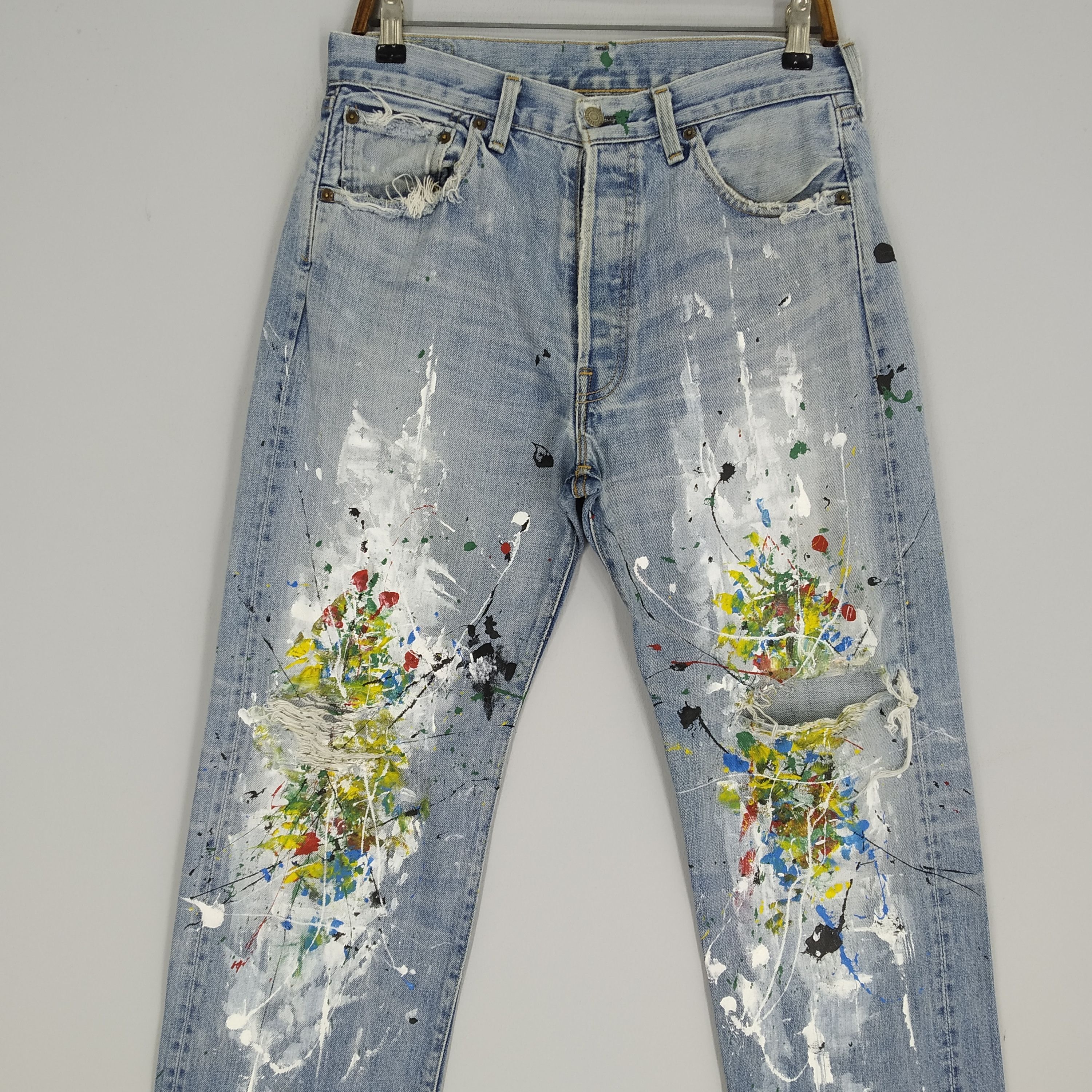 Levi's Vintage Levi's 501 Big E Ripped Denim Jeans Paint Splatter Size US 32 / EU 48 - 3 Thumbnail