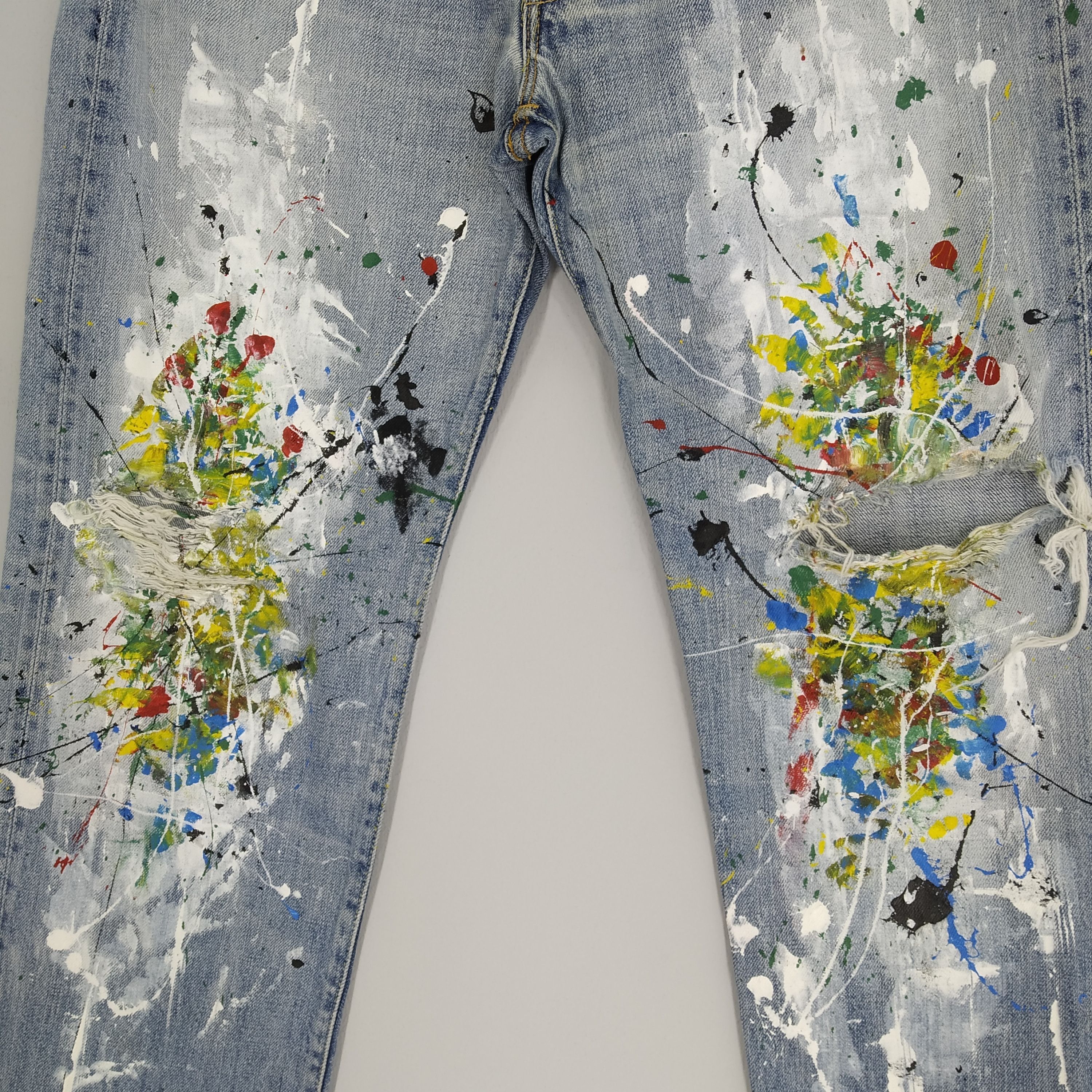 Levi's Vintage Levi's 501 Big E Ripped Denim Jeans Paint Splatter Size US 32 / EU 48 - 4 Thumbnail