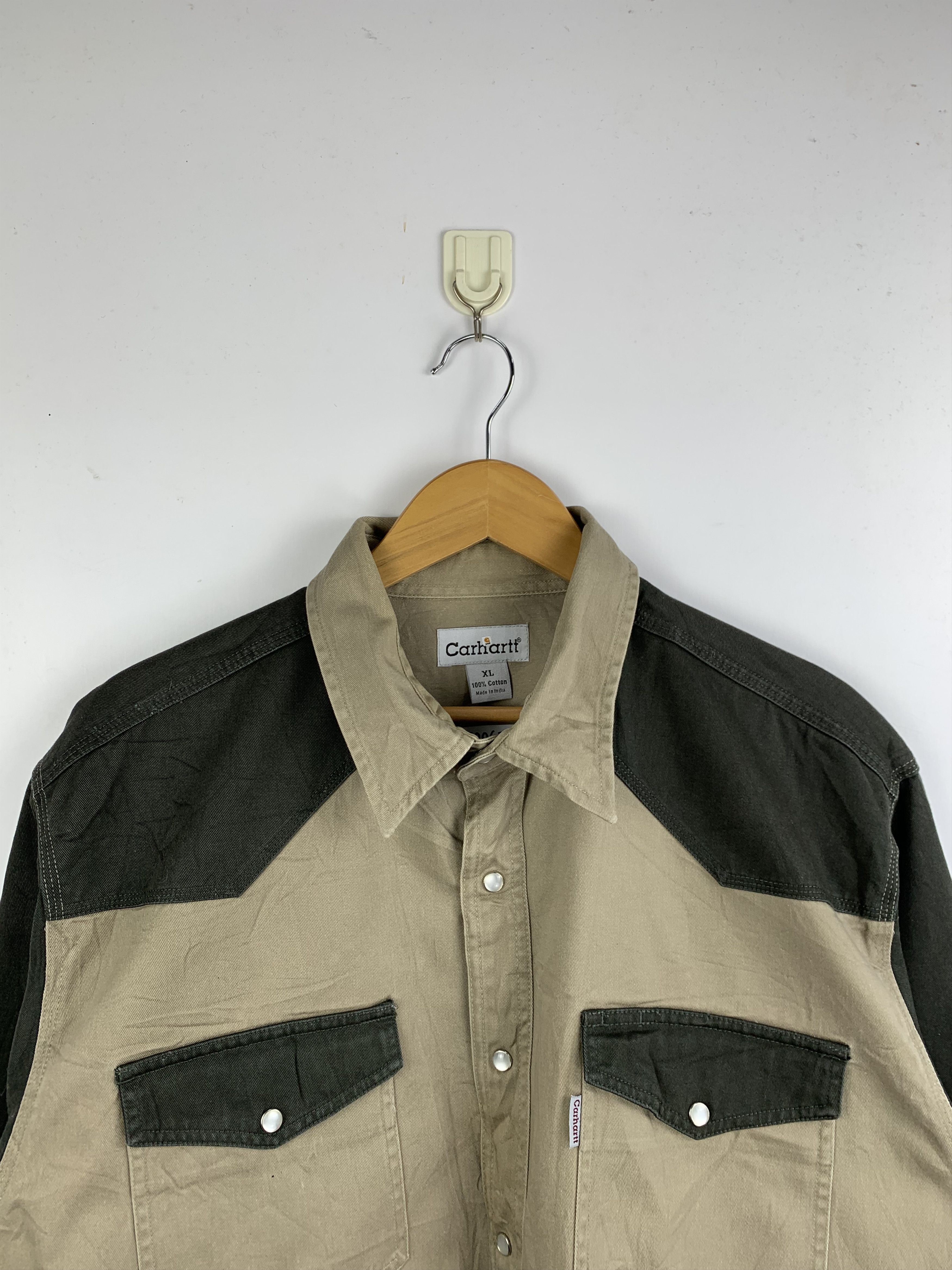 Carhartt Vintage CARHARTT Long Sleeve Plain Canvas Workwear Shirt Size US XL / EU 56 / 4 - 3 Thumbnail