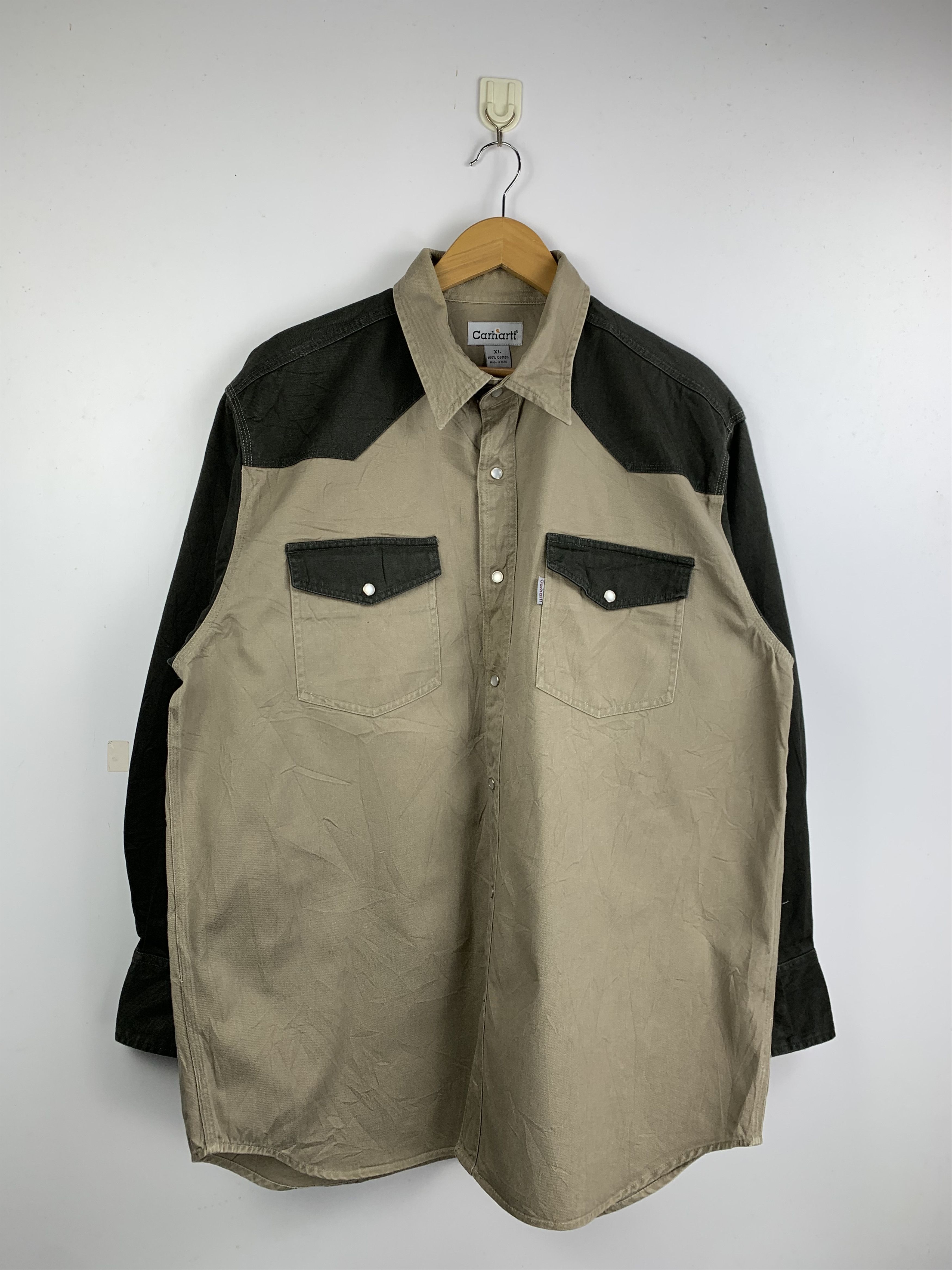 Carhartt Vintage CARHARTT Long Sleeve Plain Canvas Workwear Shirt Size US XL / EU 56 / 4 - 1 Thumbnail